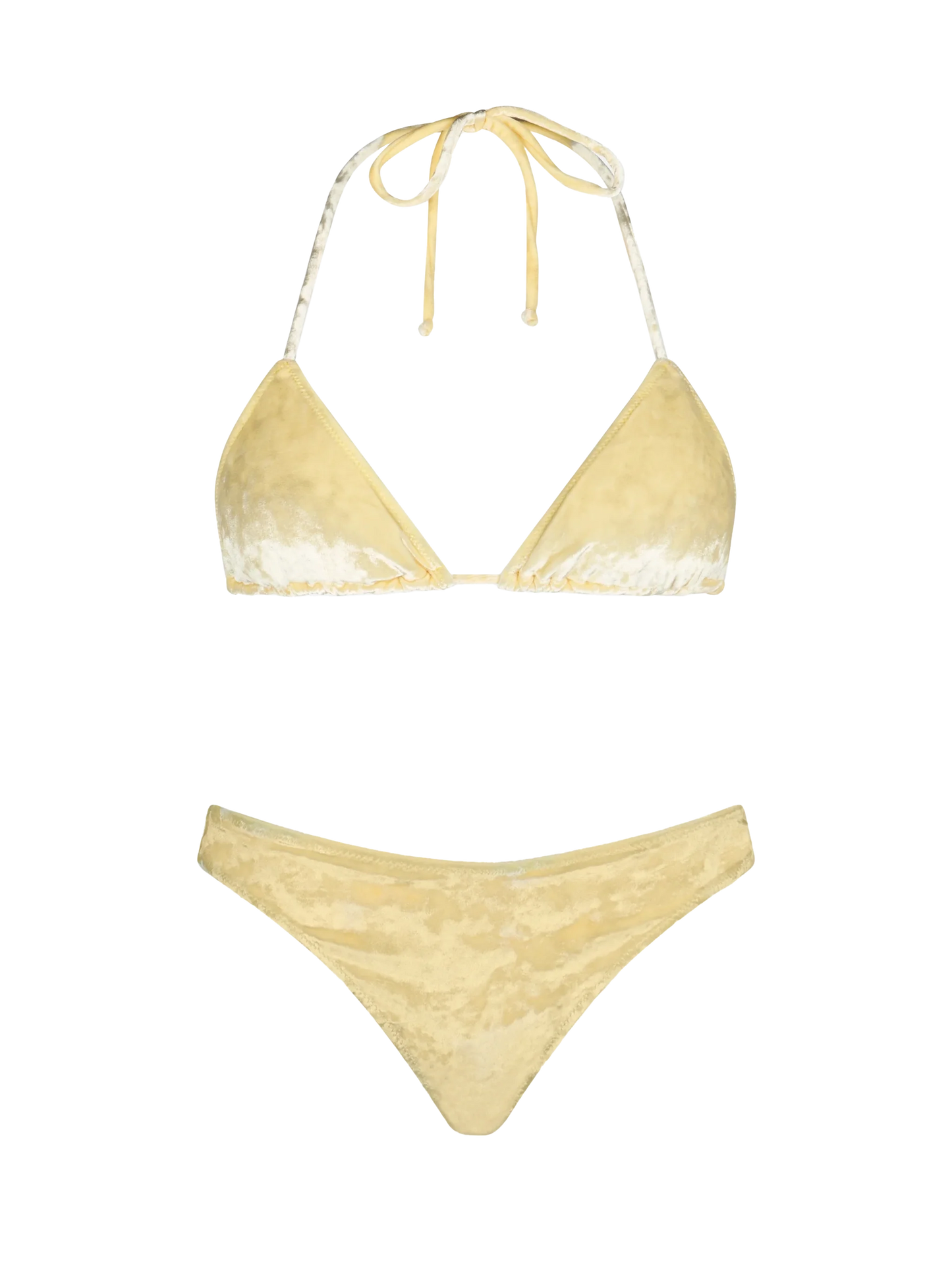 Woman yellow chenille triangle bikini Leah Naomi