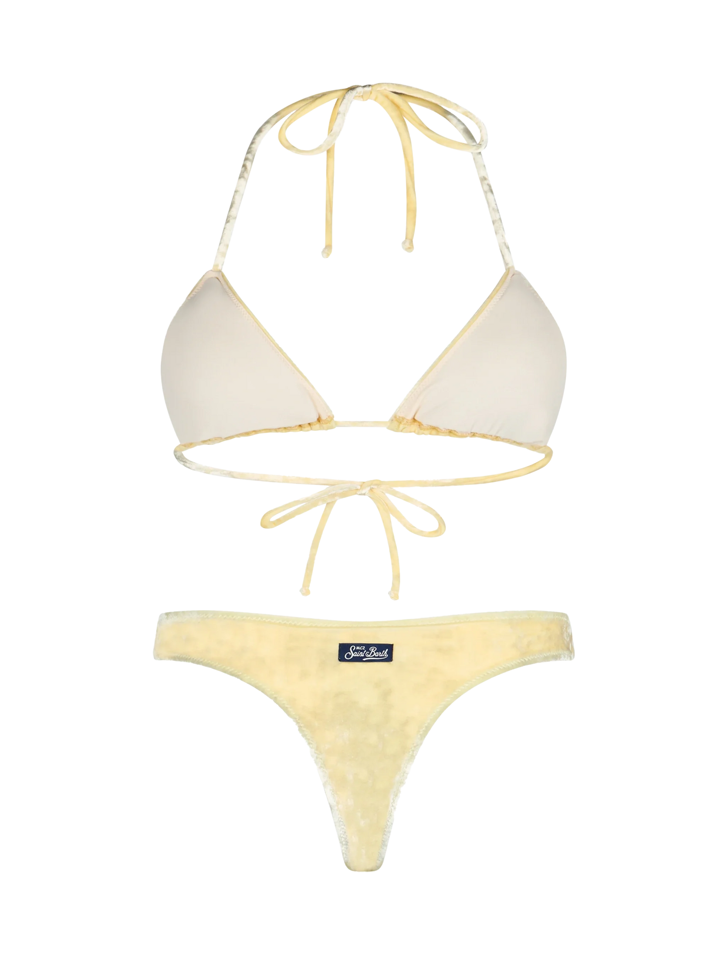 Woman yellow chenille triangle bikini Leah Naomi