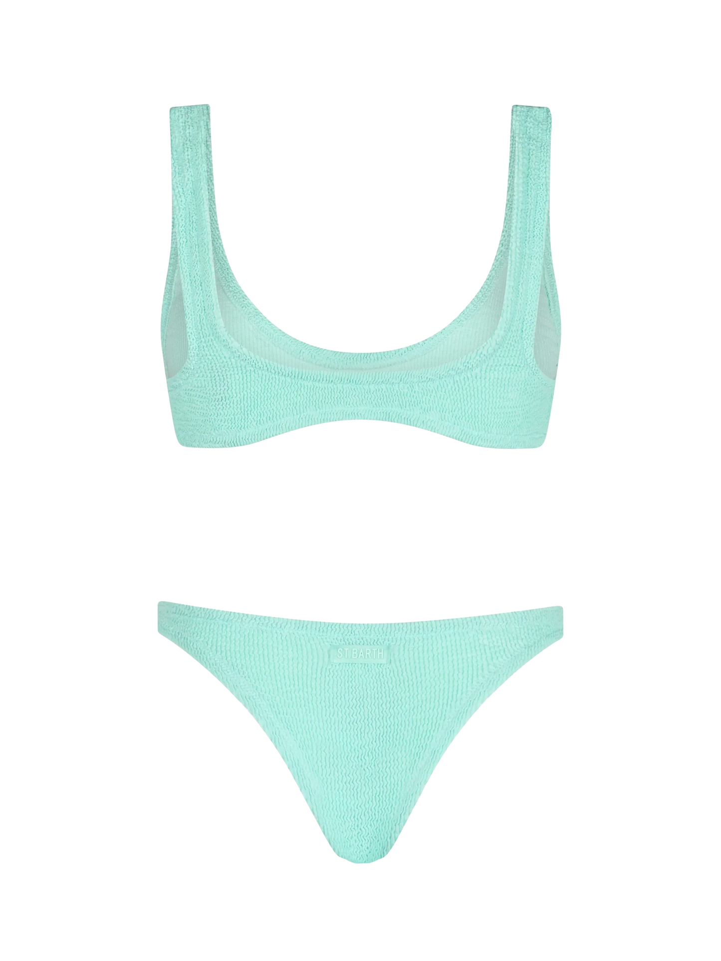 Woman sage green tiny crinkle bikini Pamy Naomi