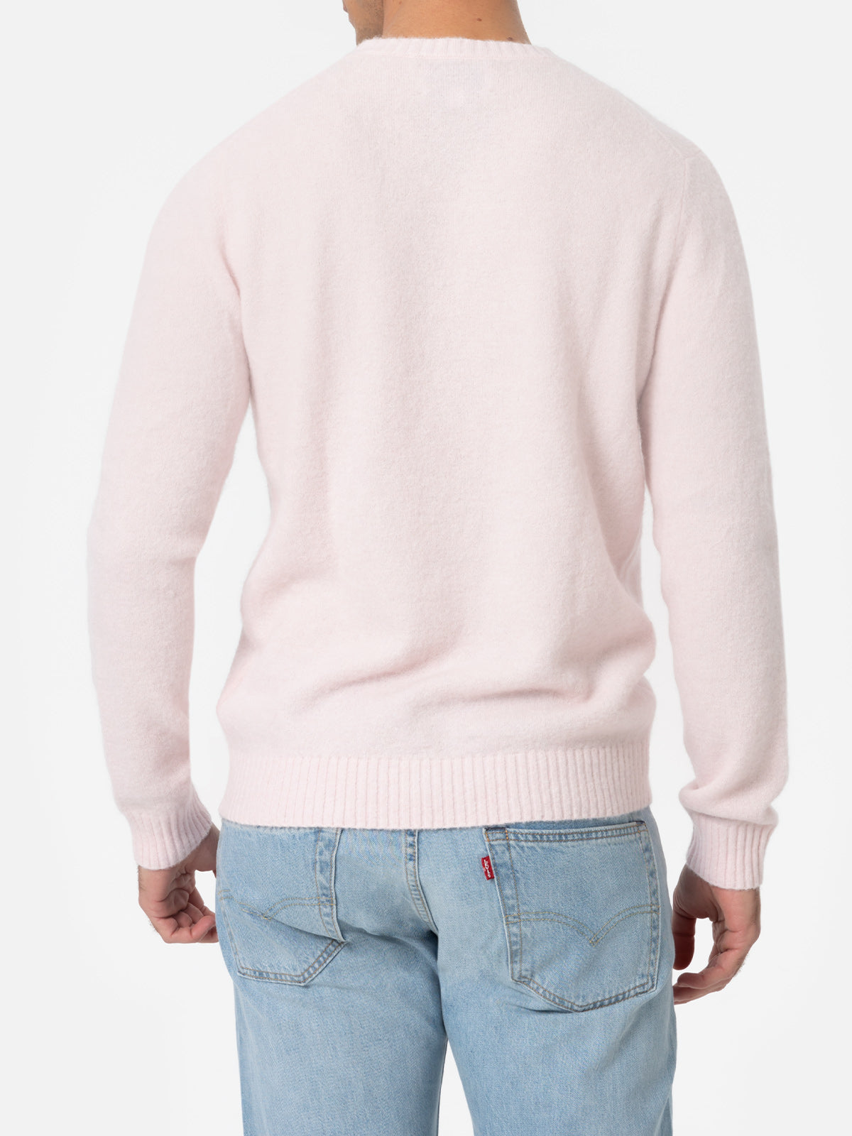 Man pink crewneck stretch sweater Regent
