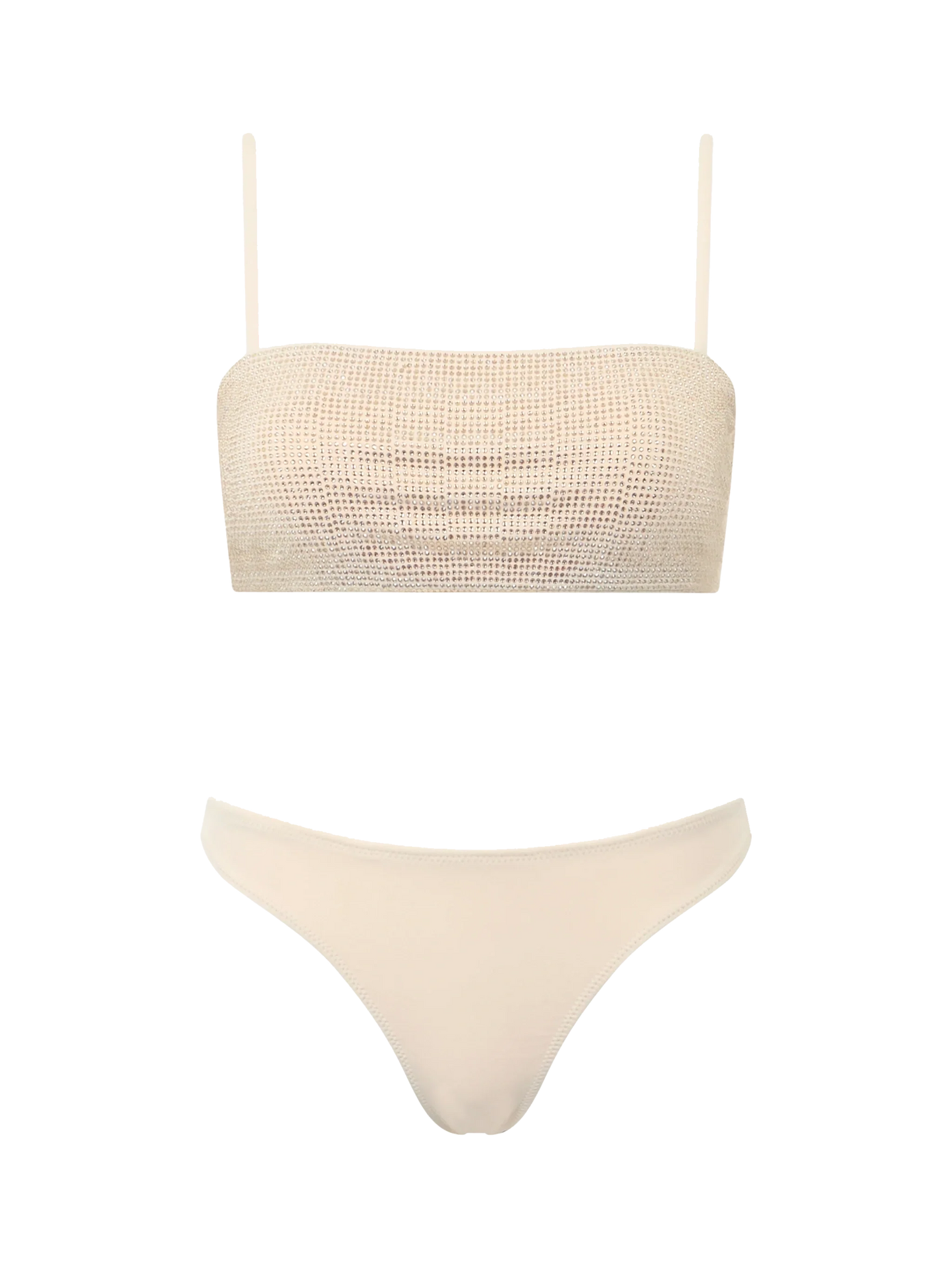 Woman beige bandeau bikini Athena Naomi with rhinestones