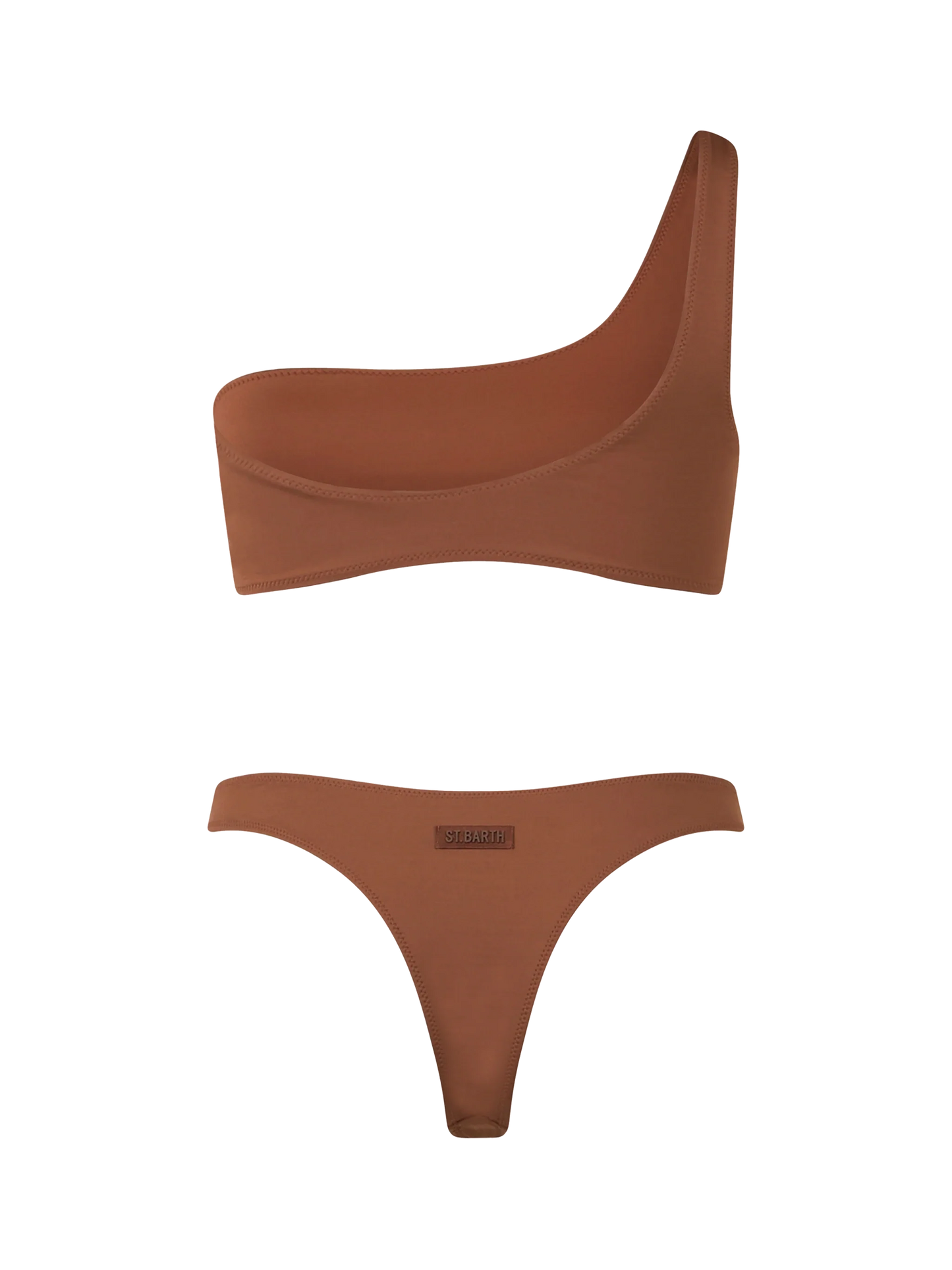 Woman brown one shoulder bralette bikini Celestine Naomi