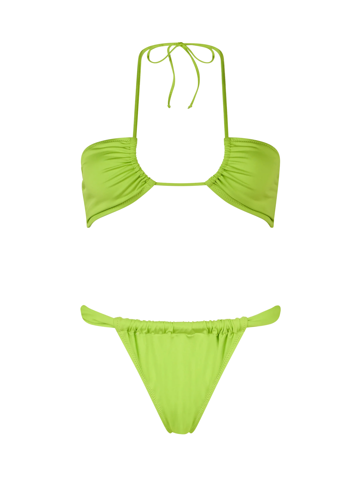 Woman lime green bandeau bikini Dahlia Noelle