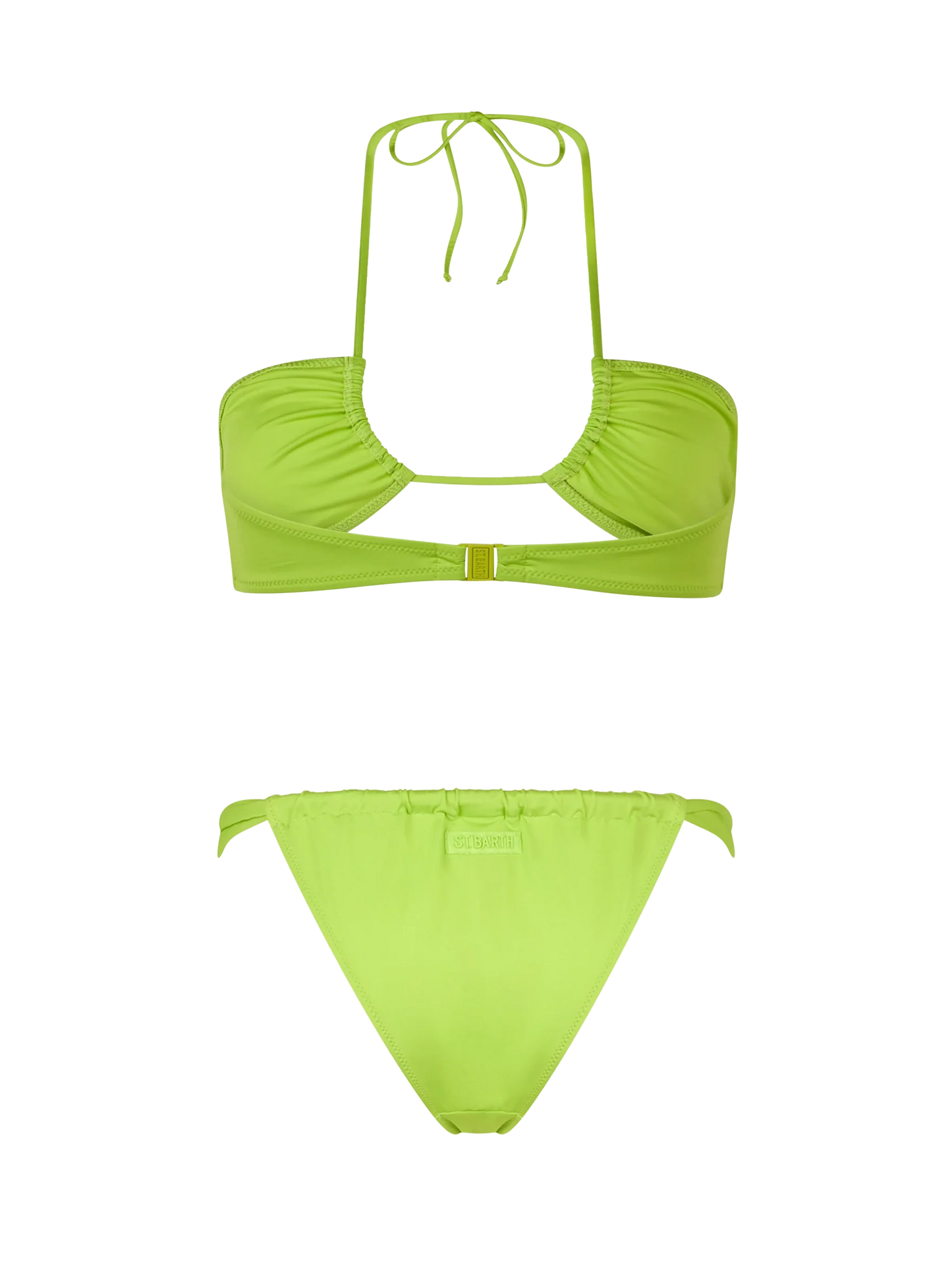 Woman lime green bandeau bikini Dahlia Noelle