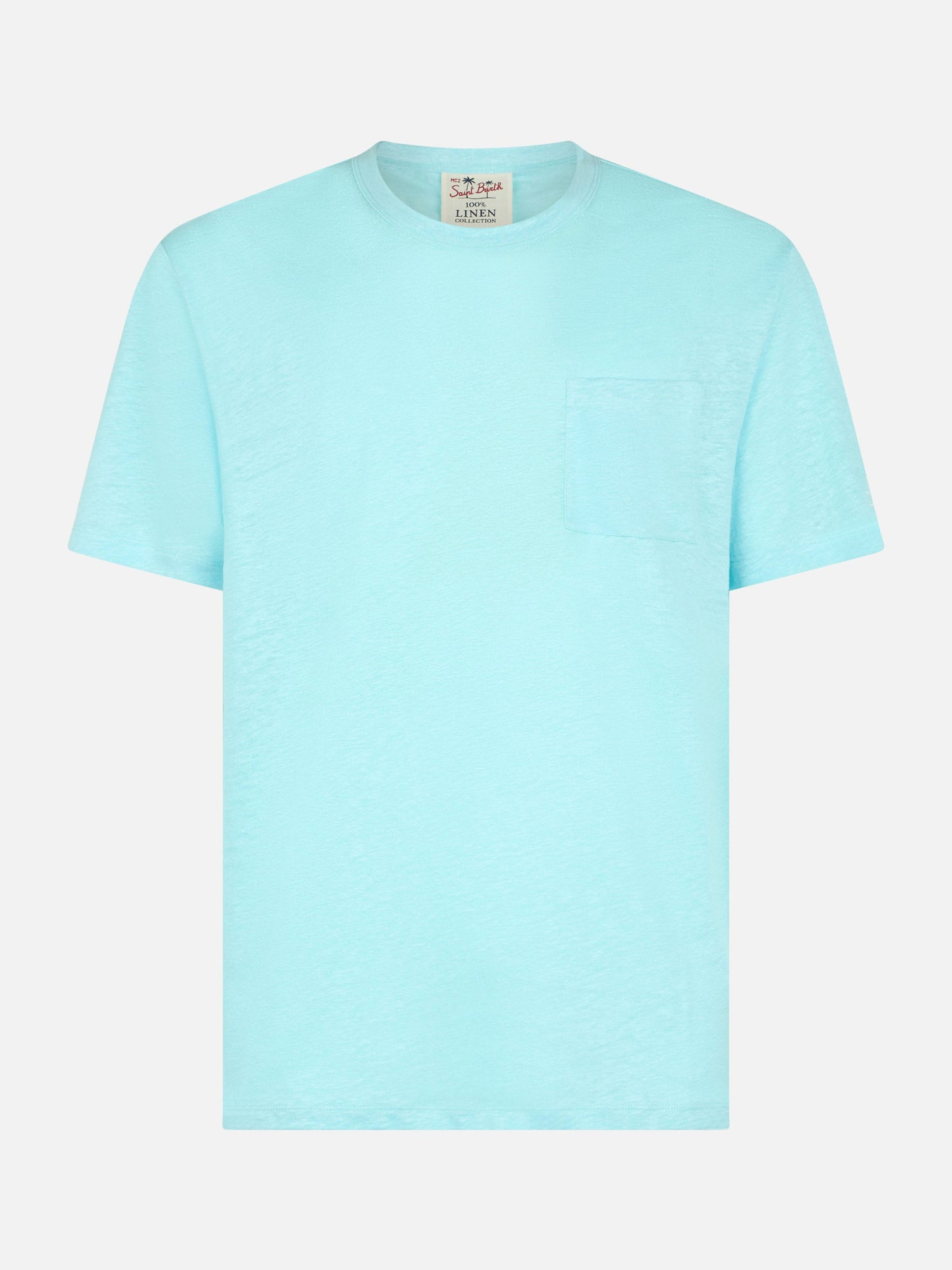 Man water green linen jersey t-shirt Ecstasea with pocket