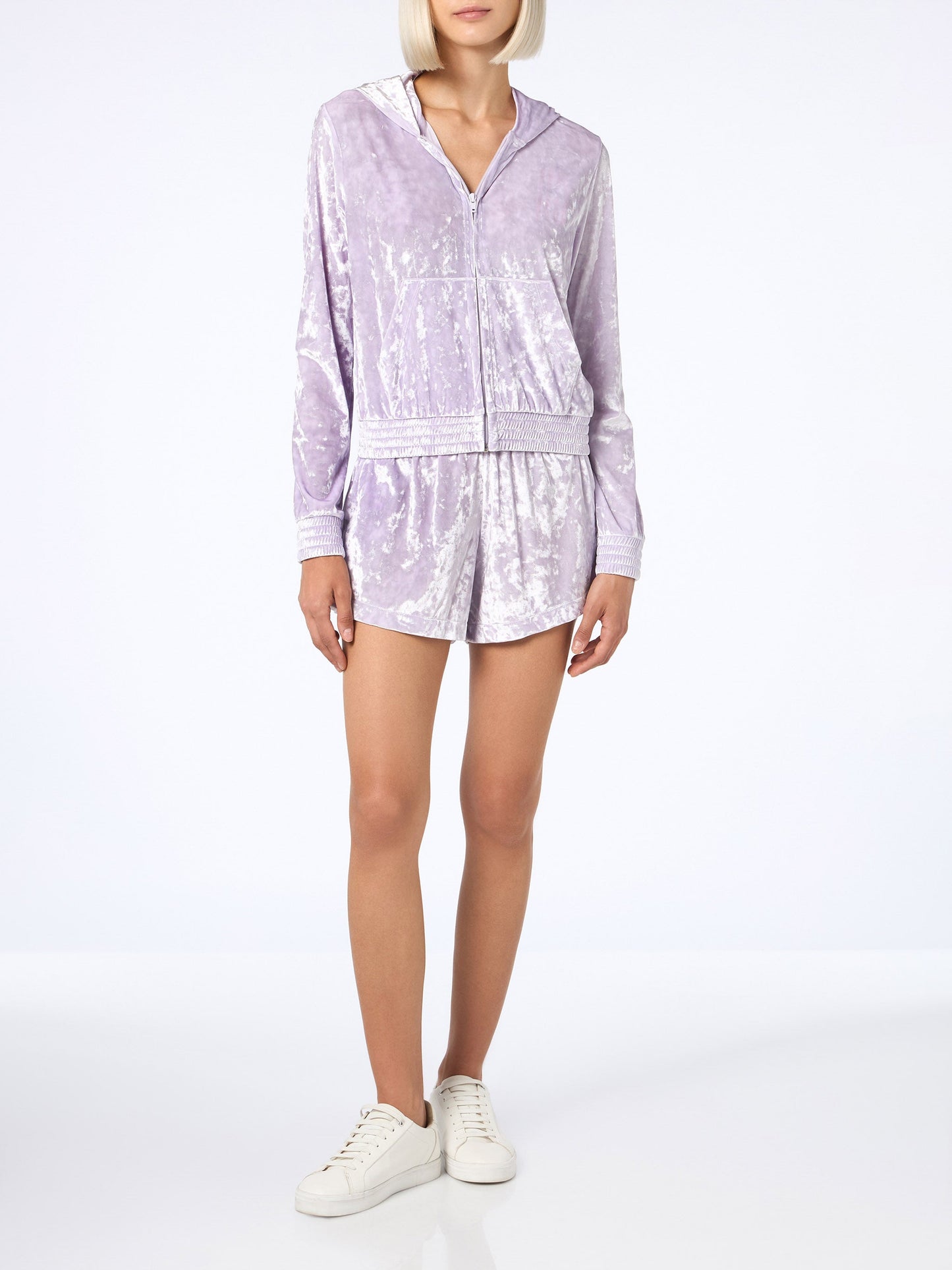 Woman lilac chenille zipped hoodie Jasmine