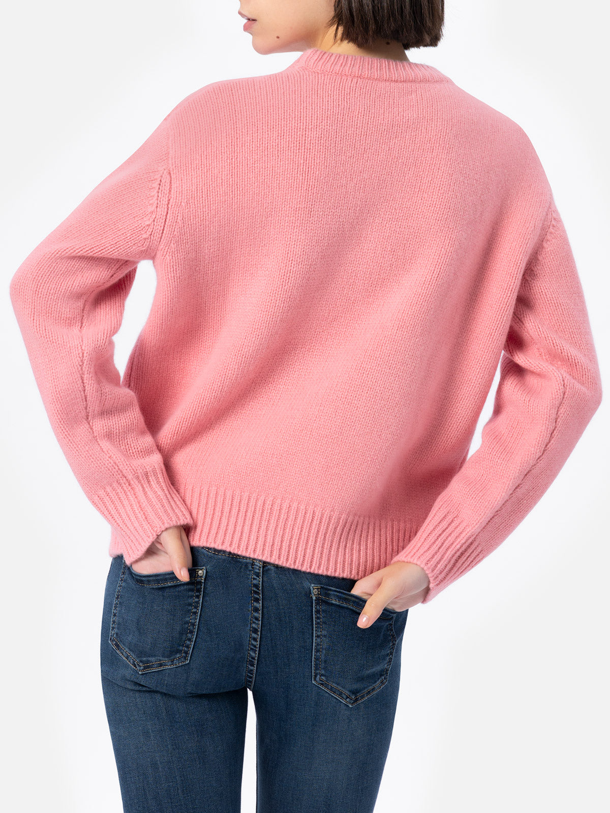 Woman pink fair isle sweater Kyla with Apres Ski jacquard