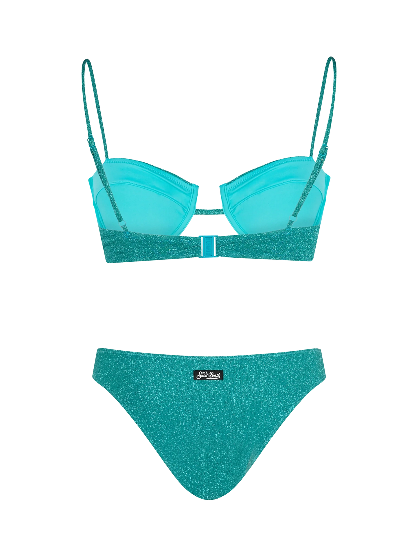 Woman teal lurex underwired bralette bikini Salina Lido