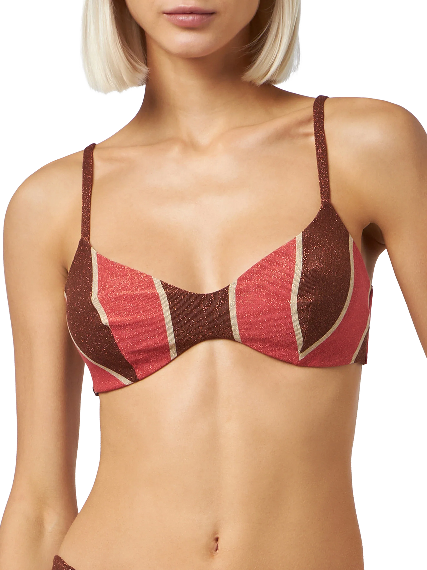Woman striped lurex scoop bralette bikini May Romy