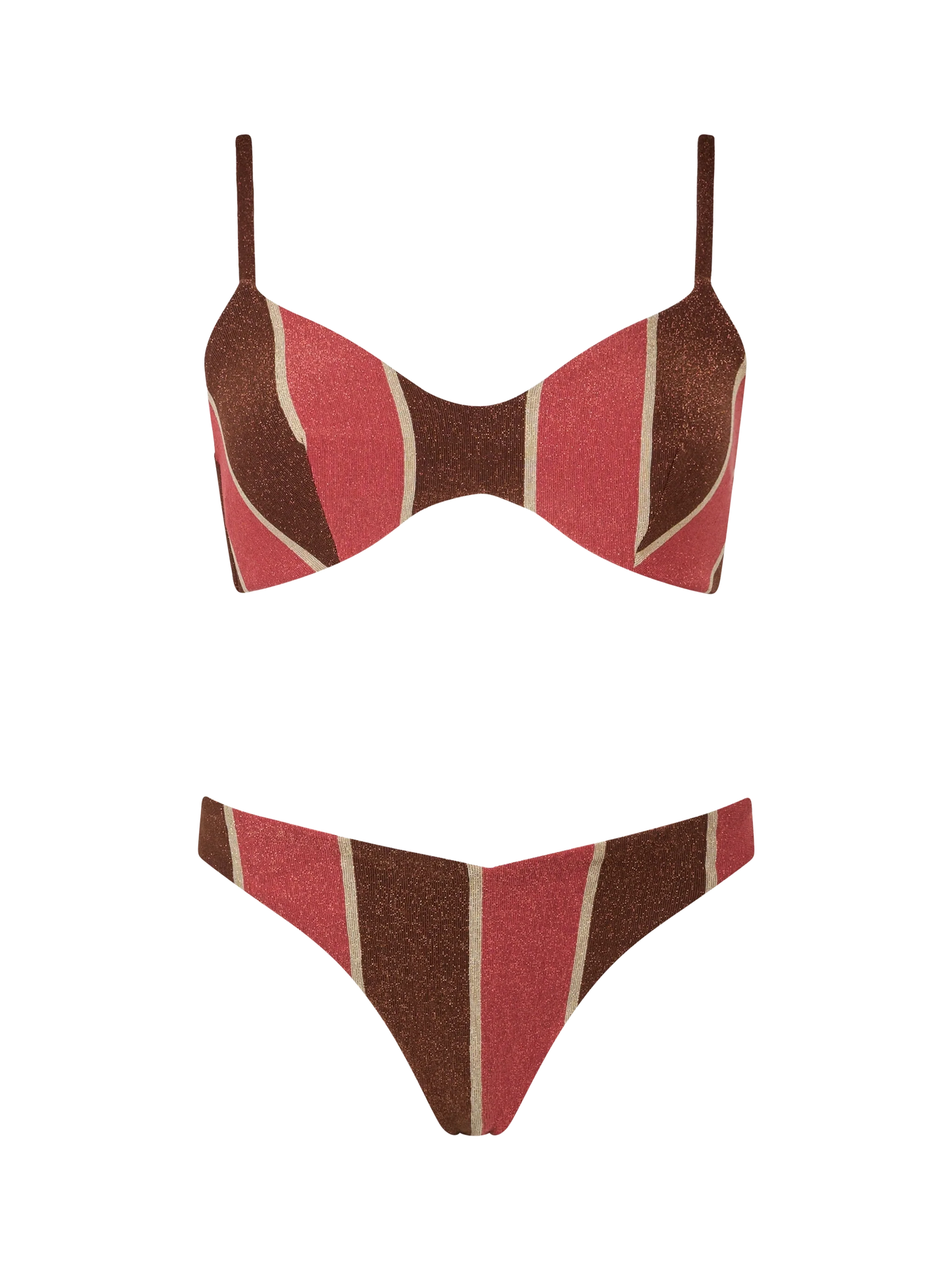 Woman striped lurex scoop bralette bikini May Romy
