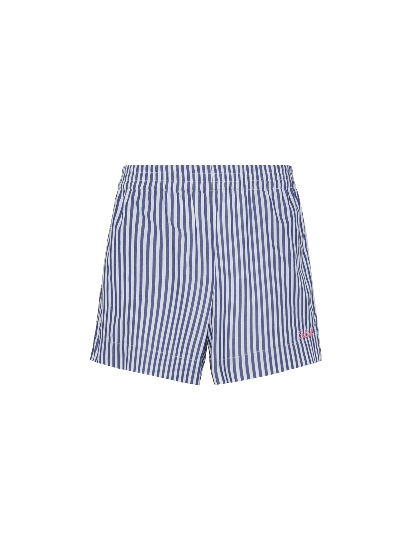 Meave cotton popline pull up shorts with striped print
