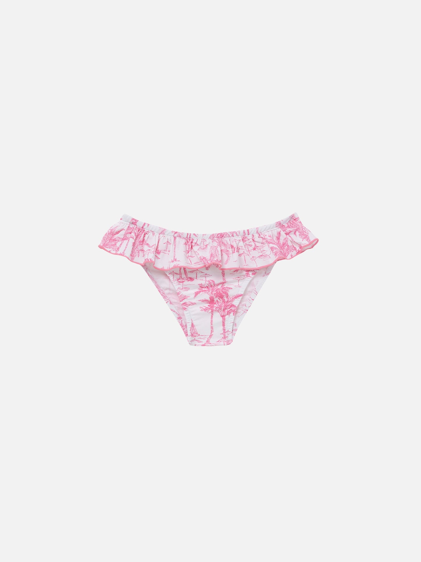 Melly ruffled swim briefs with toile de jouy print