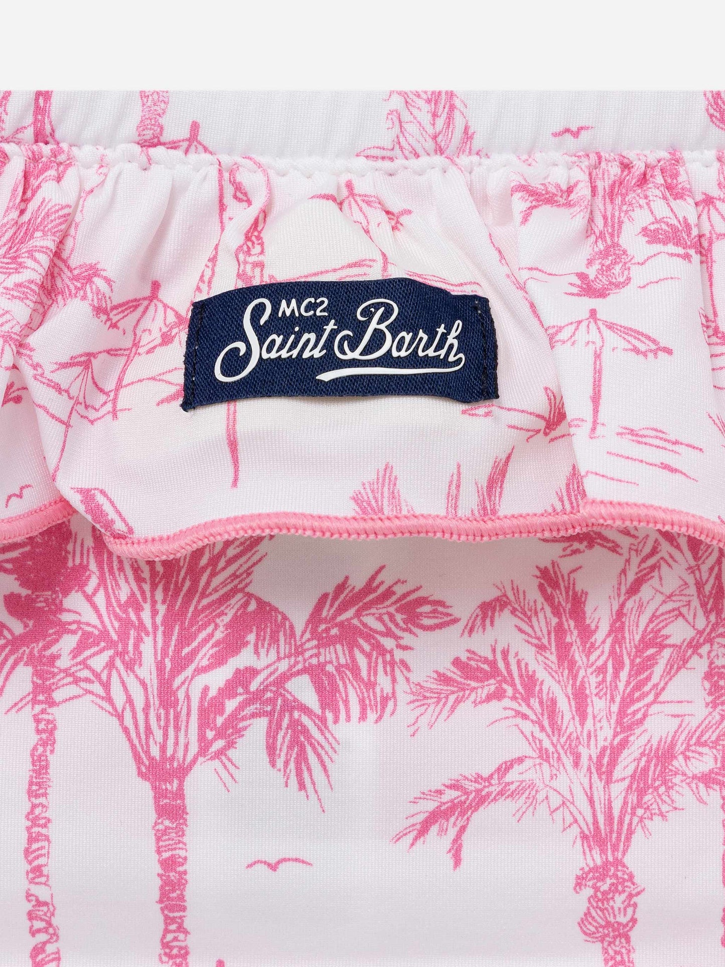 Melly ruffled swim briefs with toile de jouy print