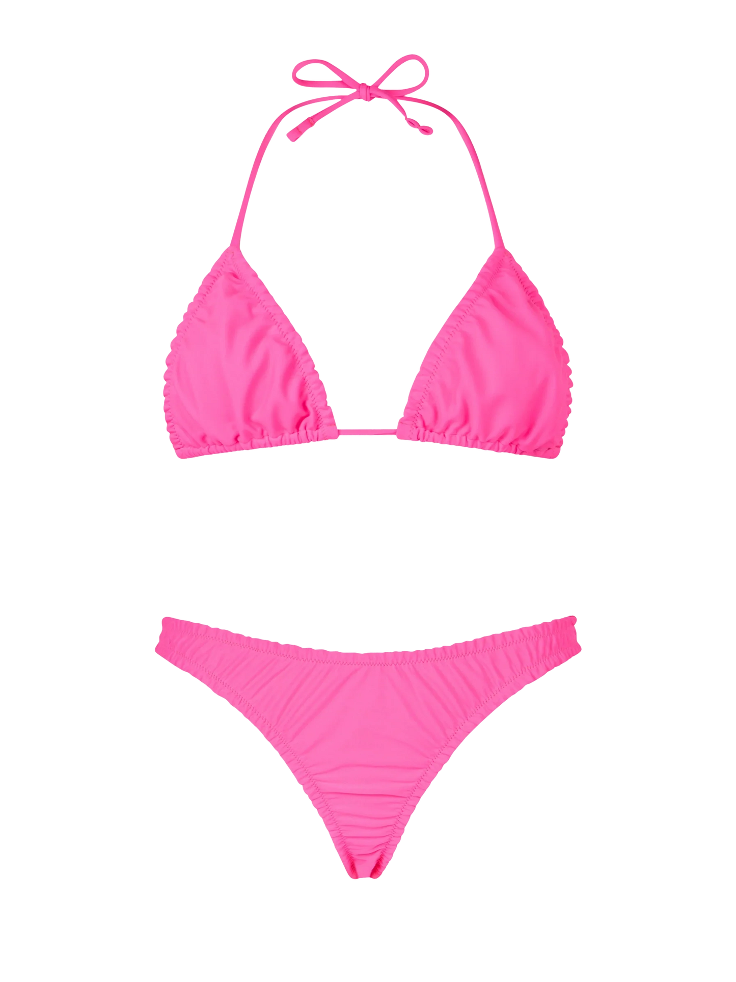 Woman ruffled fluo pink triangle bikini Nilly Nalu