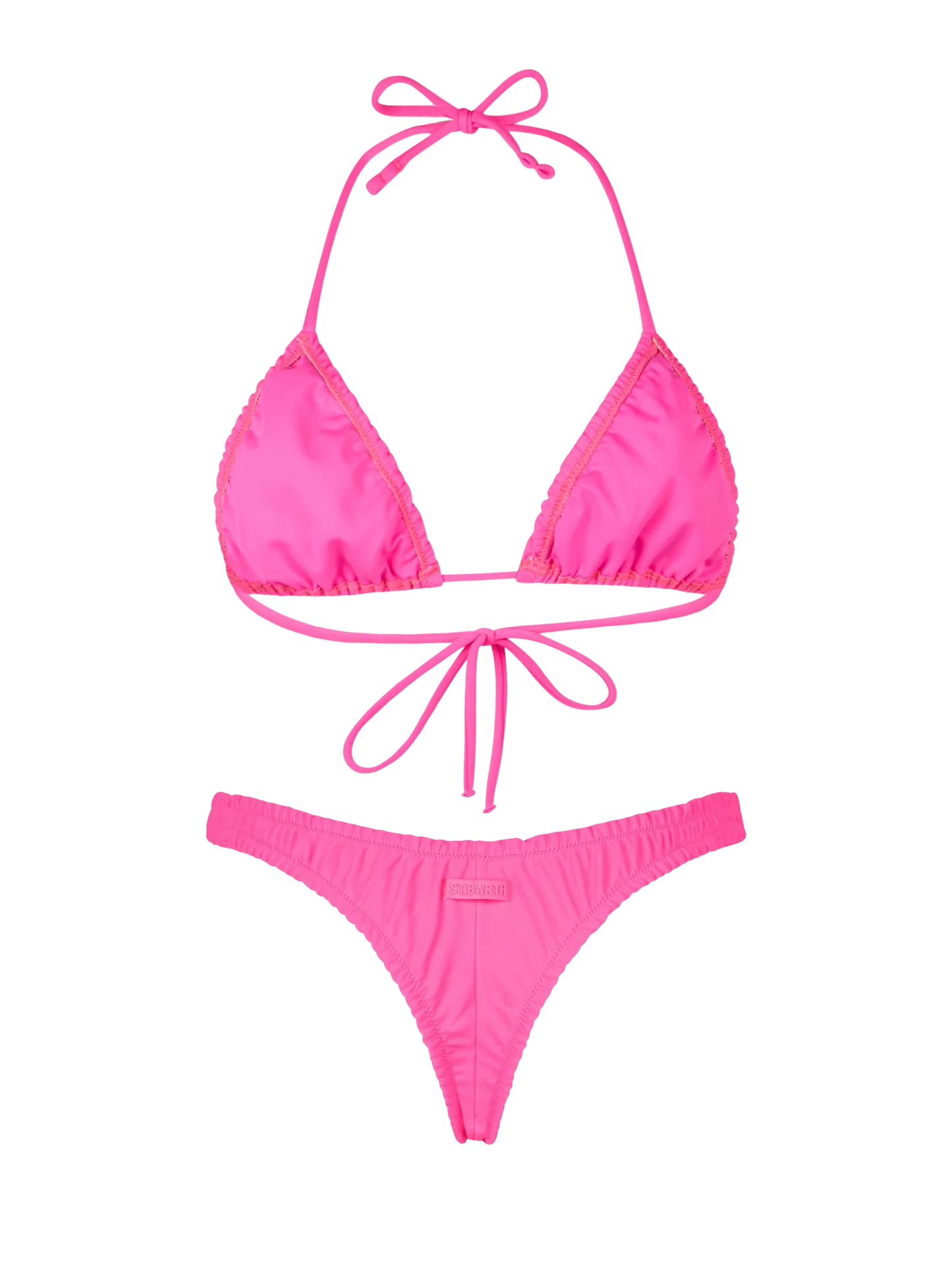 Woman ruffled fluo pink triangle bikini Nilly Nalu