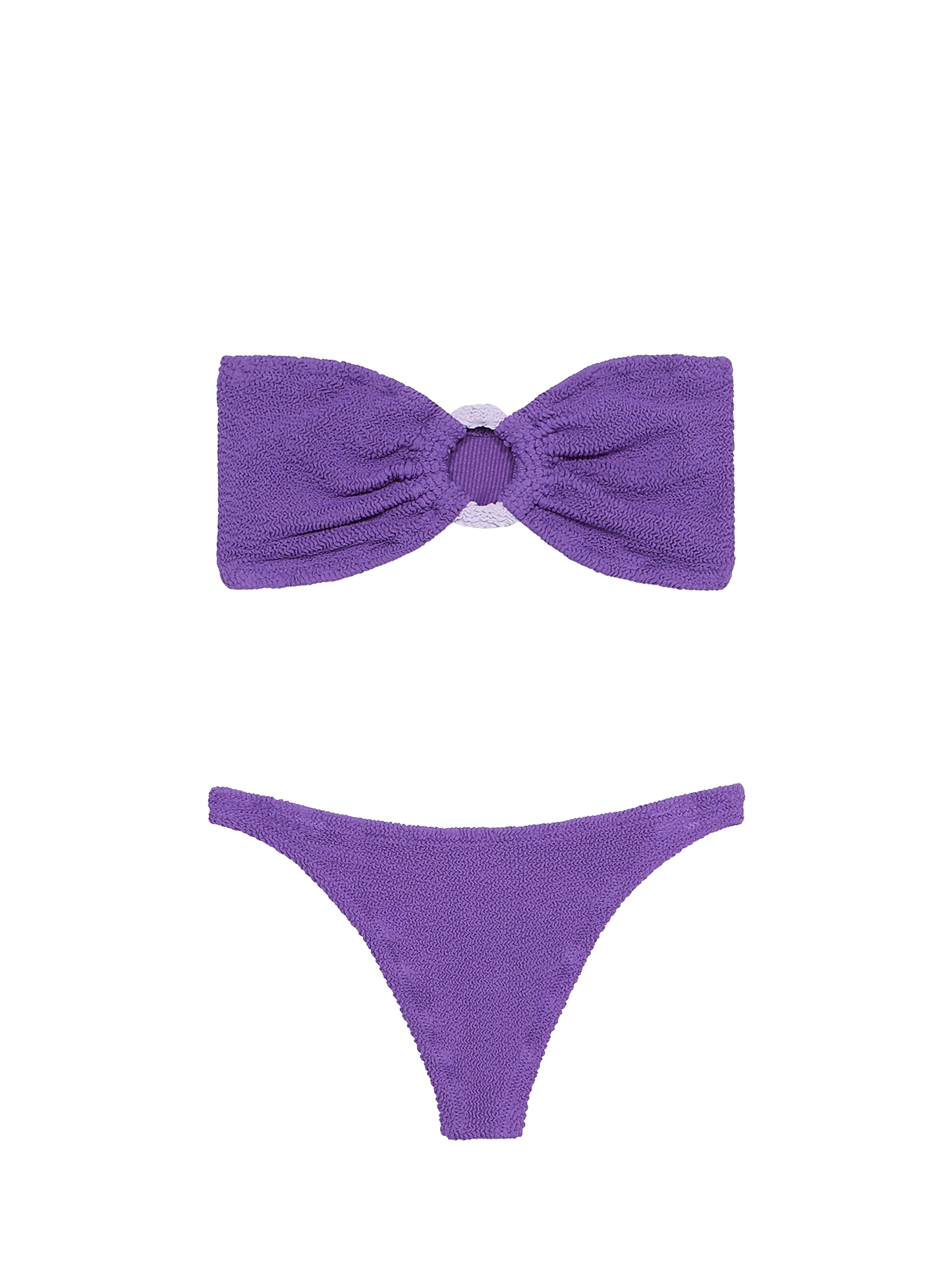 Woman purple crinkle bandeau bikini Yulia Naomi