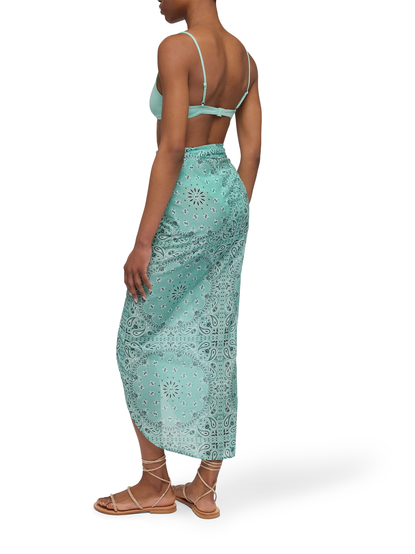 Oasi silk voile long pareo with bandanna print