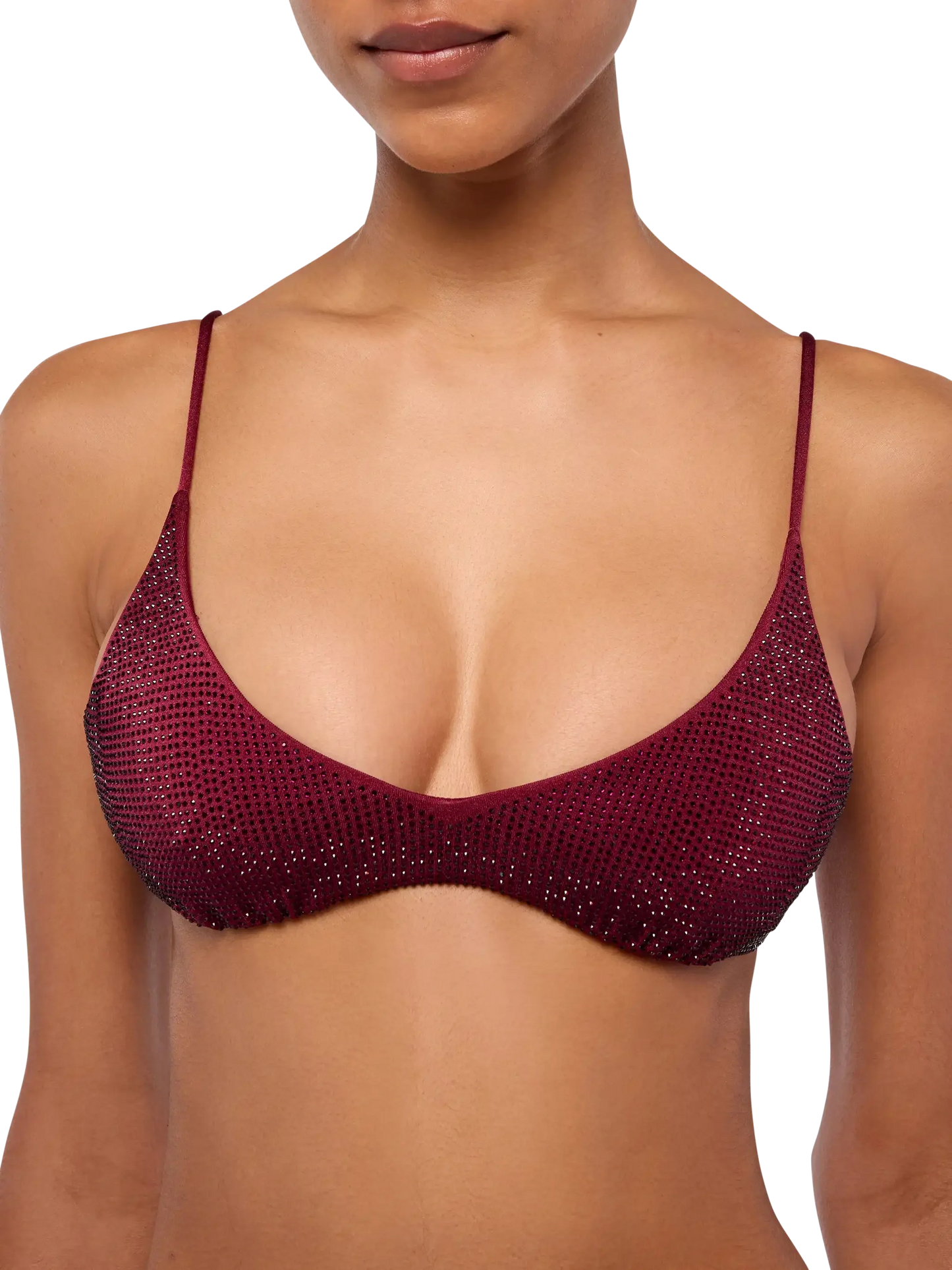 Paloma burgundy scoop bralette with rhinestone embellishment