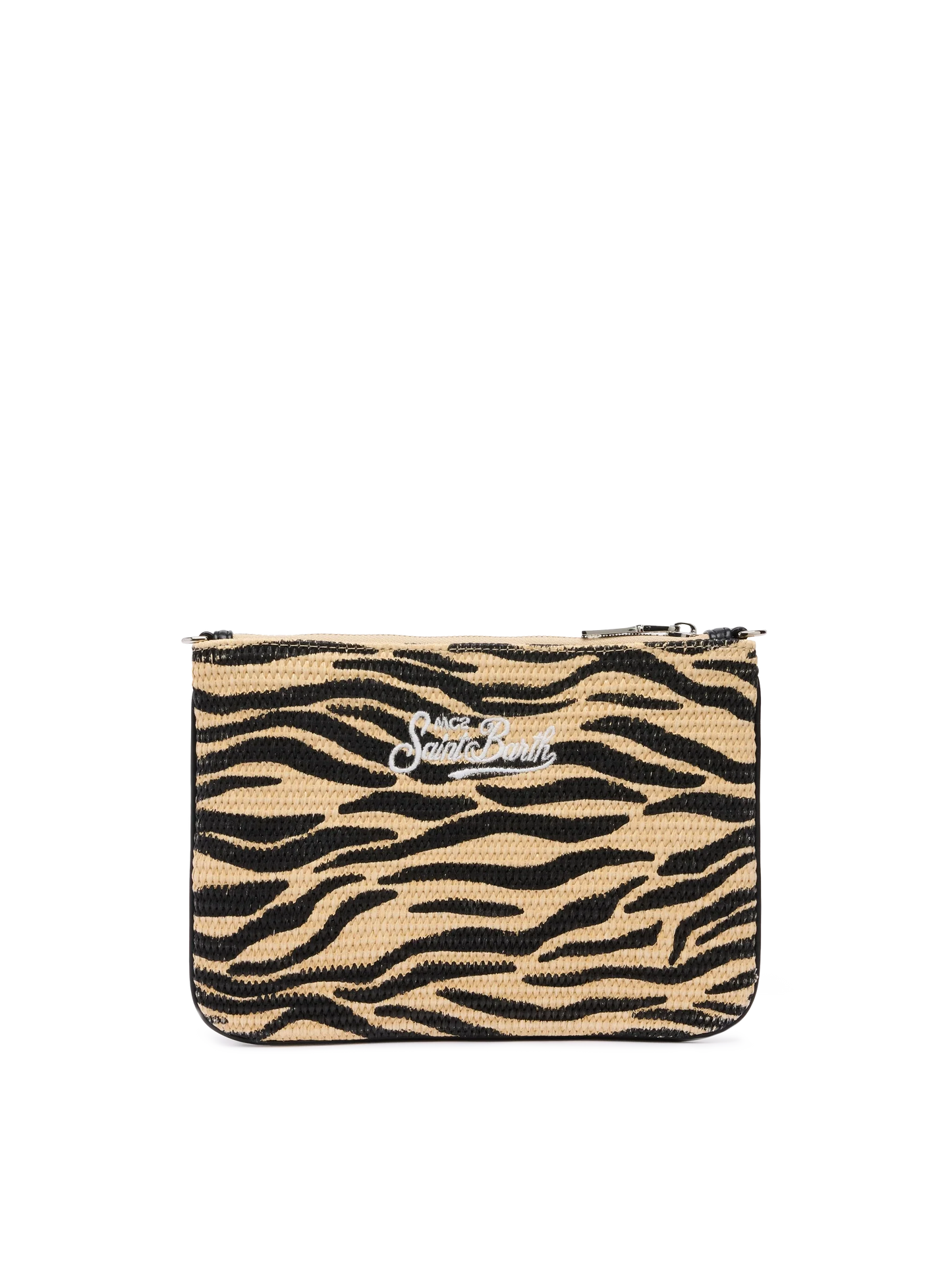 Parisienne Straw effect pouch bag with zebra print