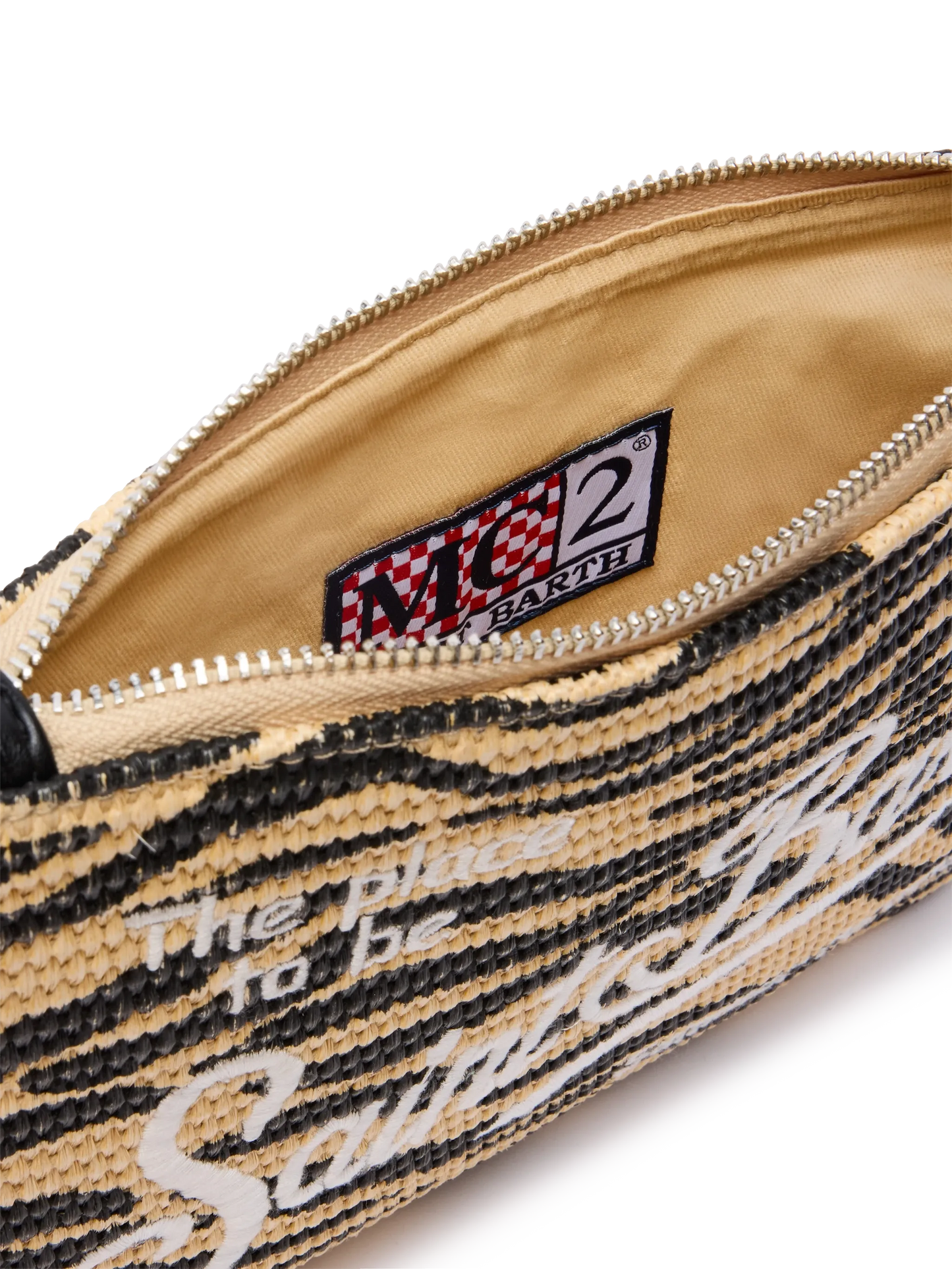 Parisienne Straw effect pouch bag with zebra print