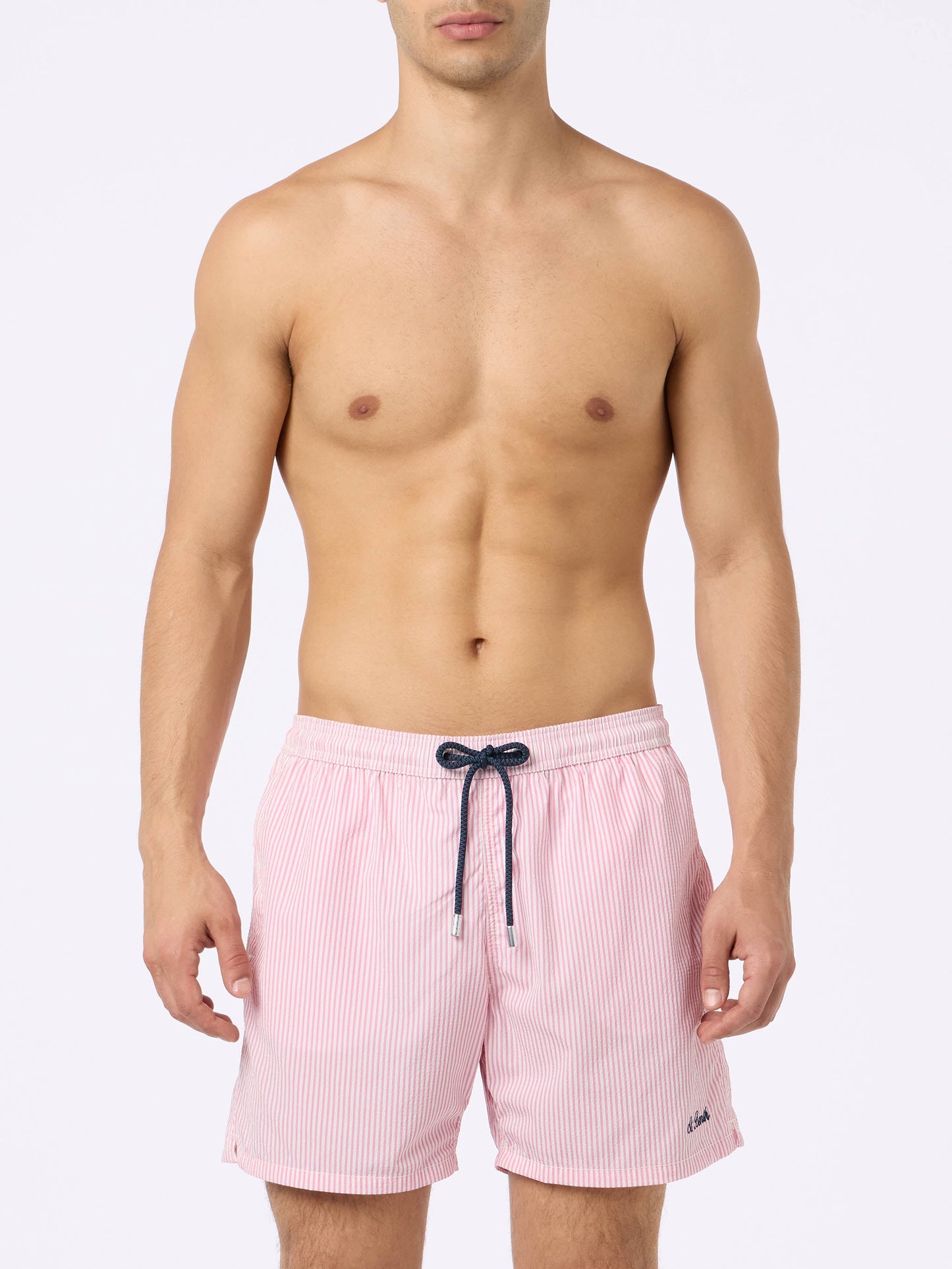 Seersucker pink striped classic light swim shorts Patmos