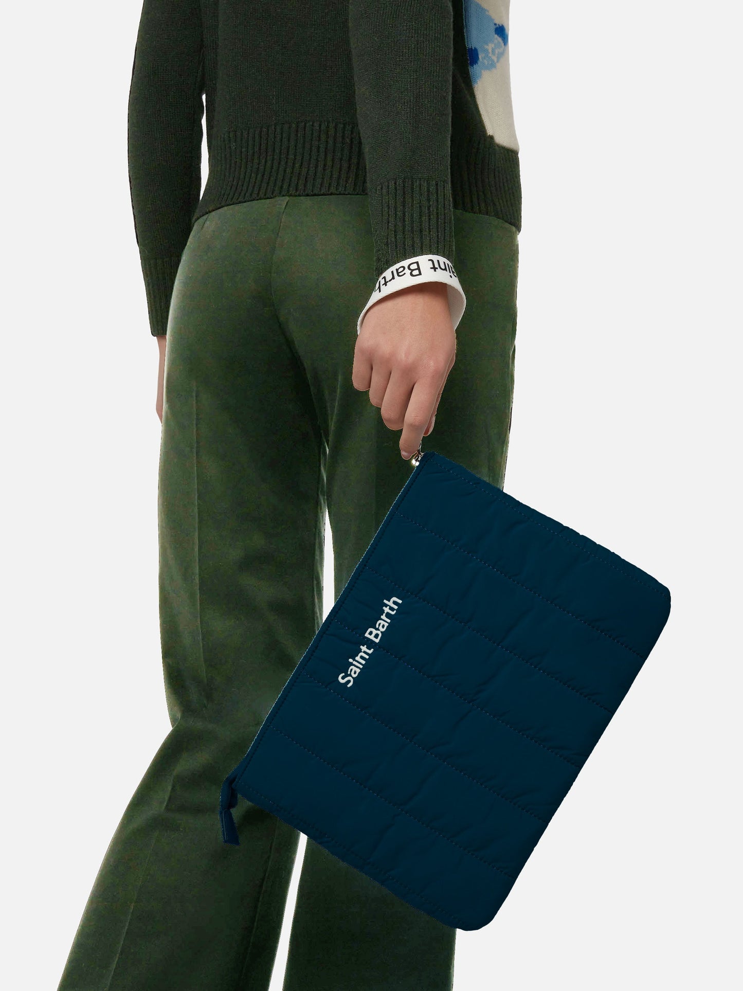 Navy blue quilted Puffer Pochette
