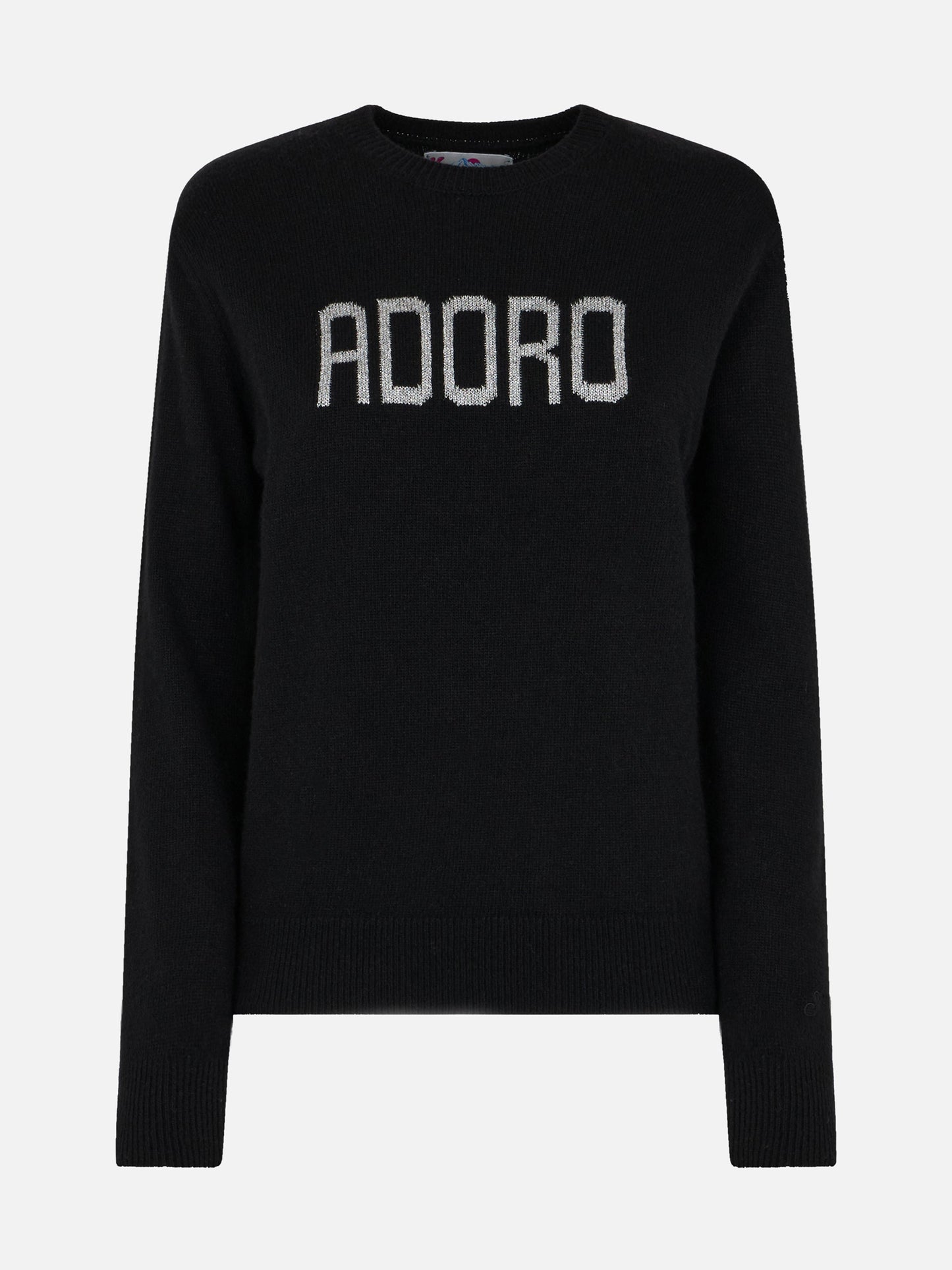 Woman black sweater New Queen with Adoro jacquard