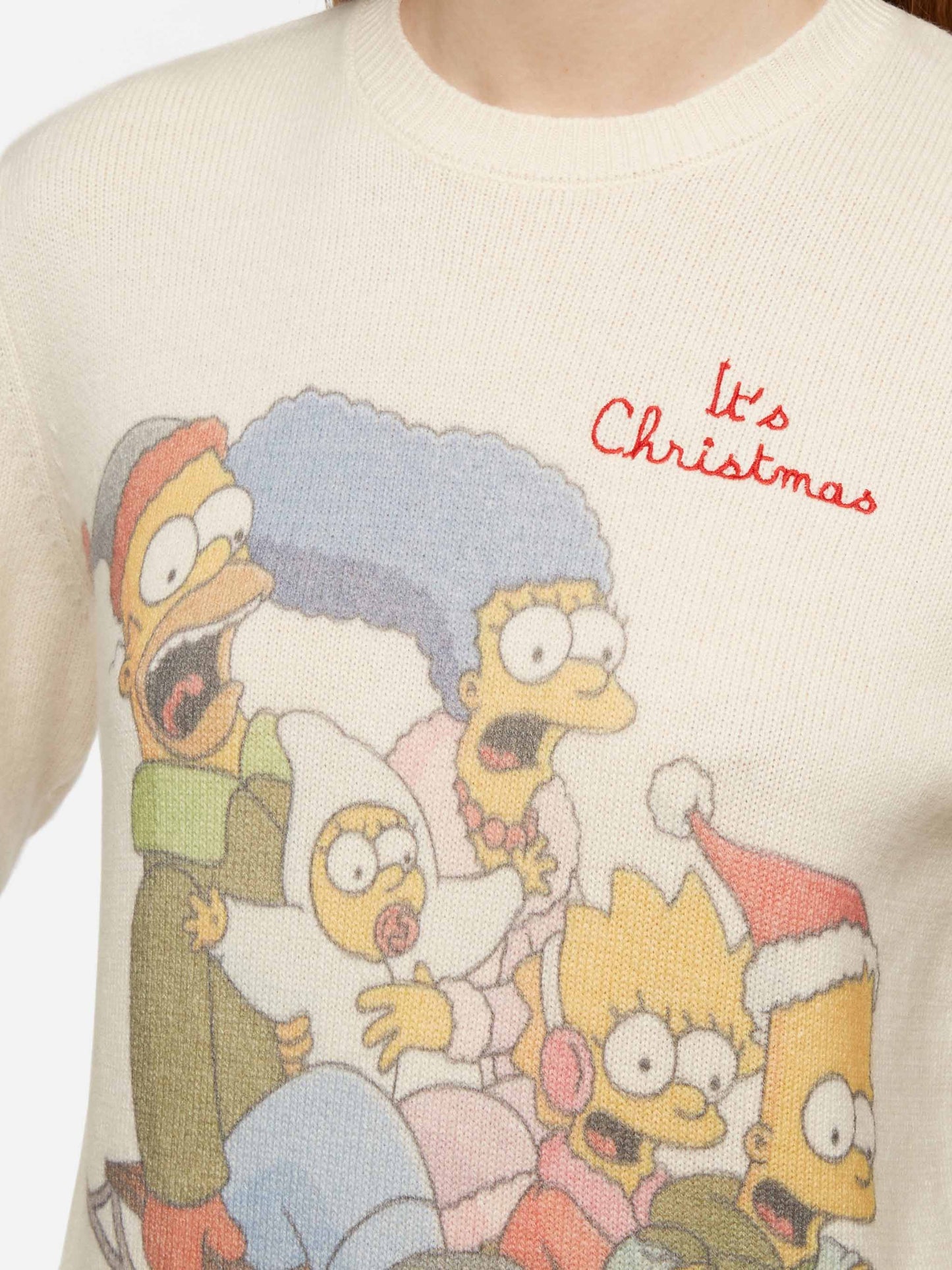 Woman white sweater New Queen with Simpson family print | SIMPSON FAMILY SPECIAL EDITION