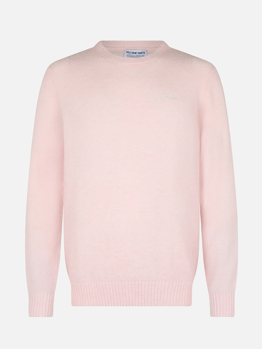 Man pink crewneck stretch sweater Regent