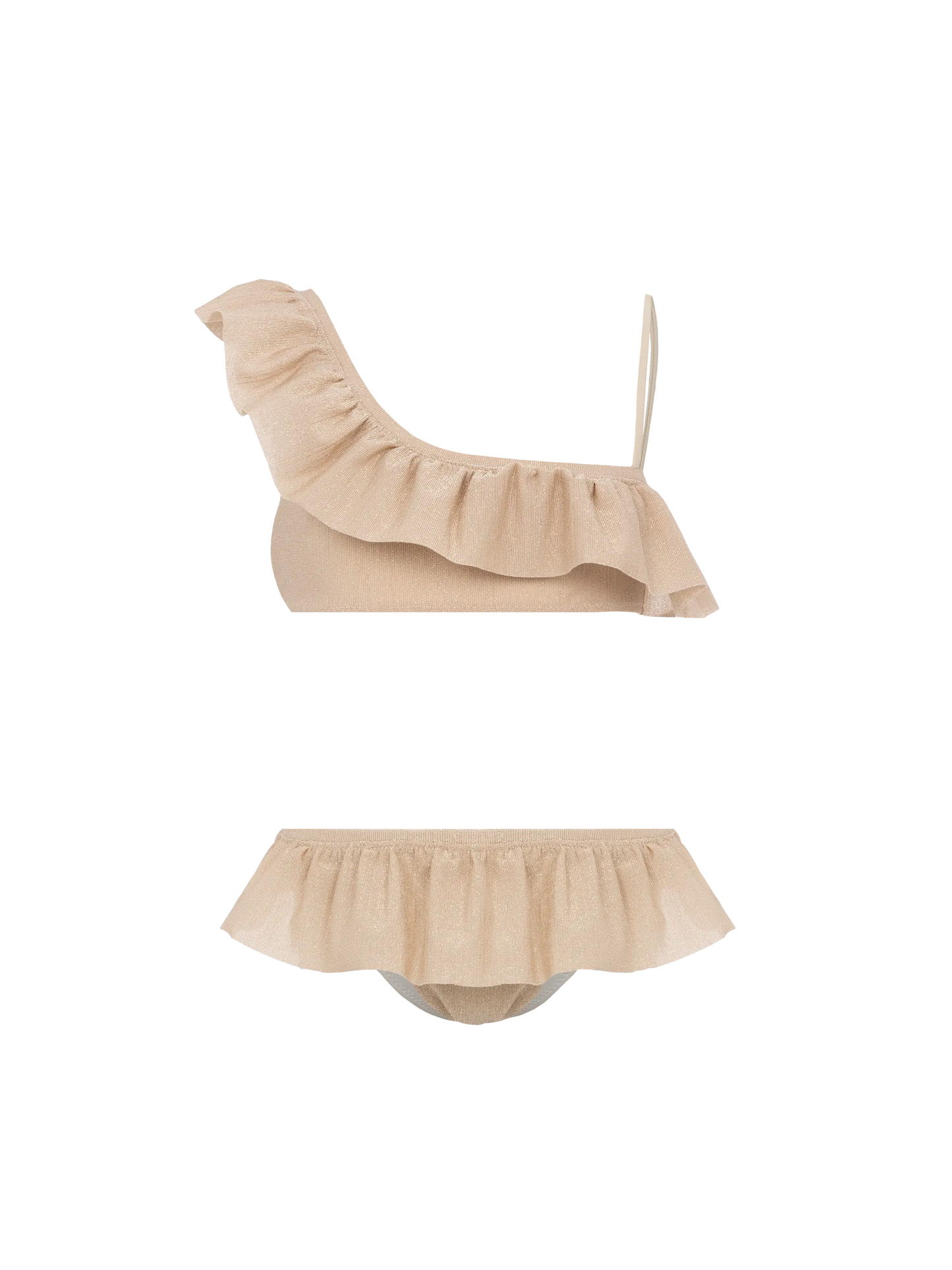 Rey one-shoulder lurex ruffled bikini