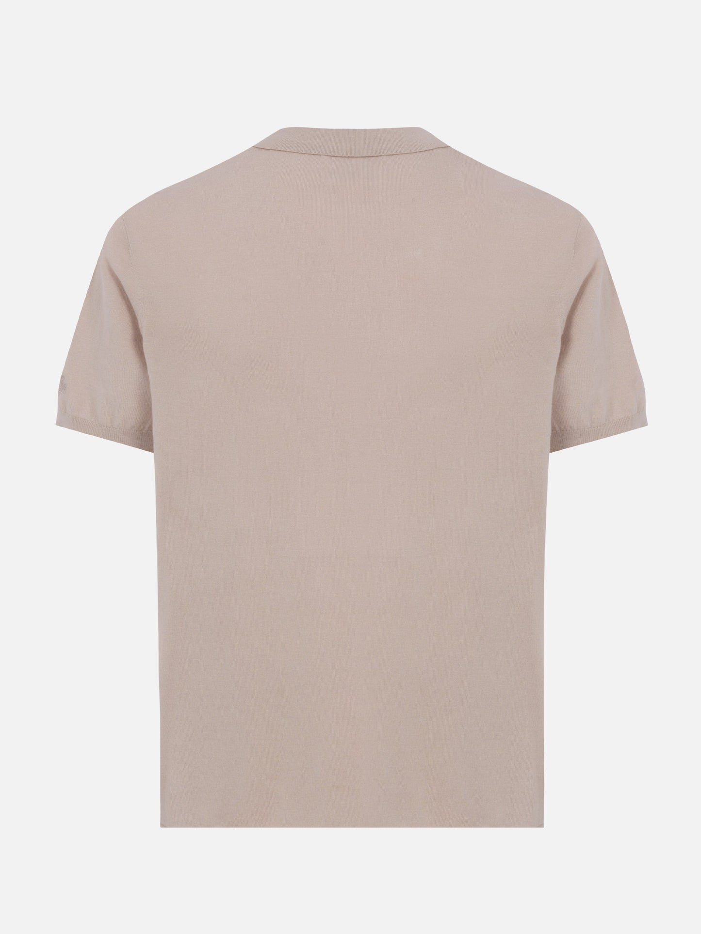 Sloan stone grey buttonless knitted polo shirt