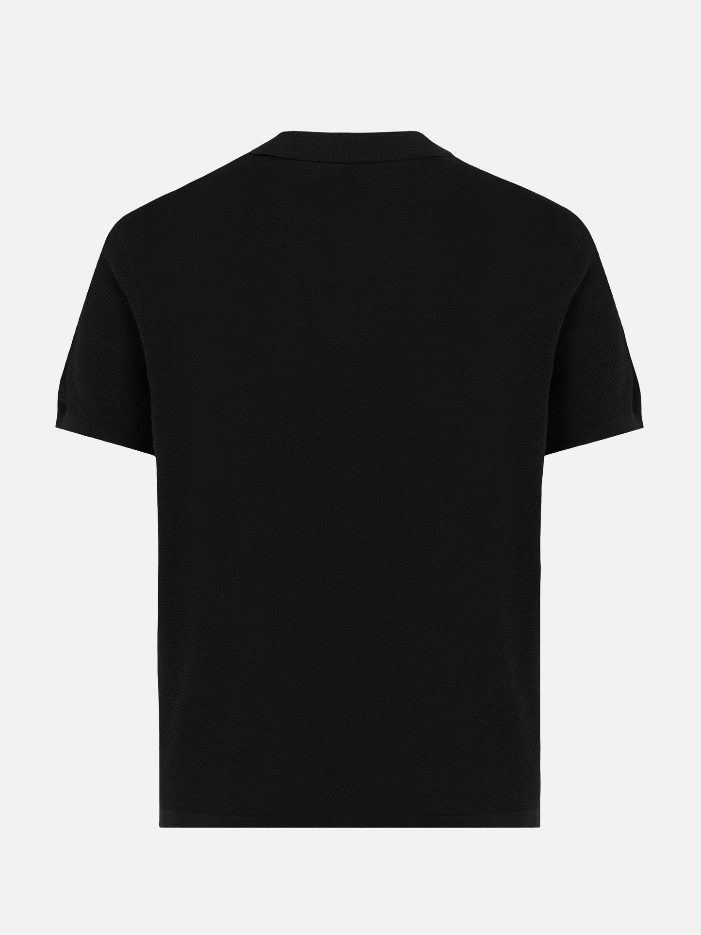 Sloan black silk cotton knitted polo shirt