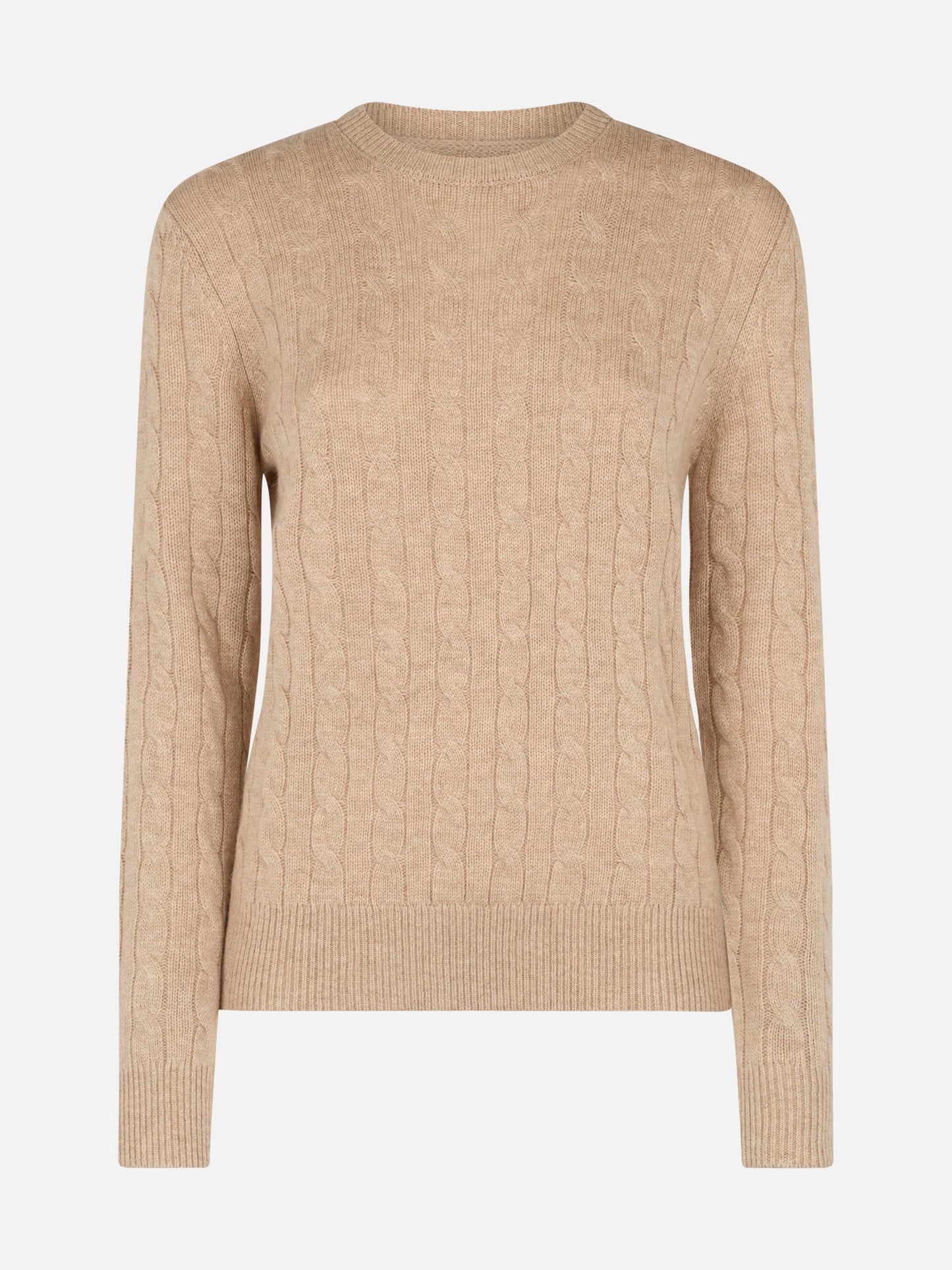 Women beige cable-knit cashmere blend sweater Sorbonne