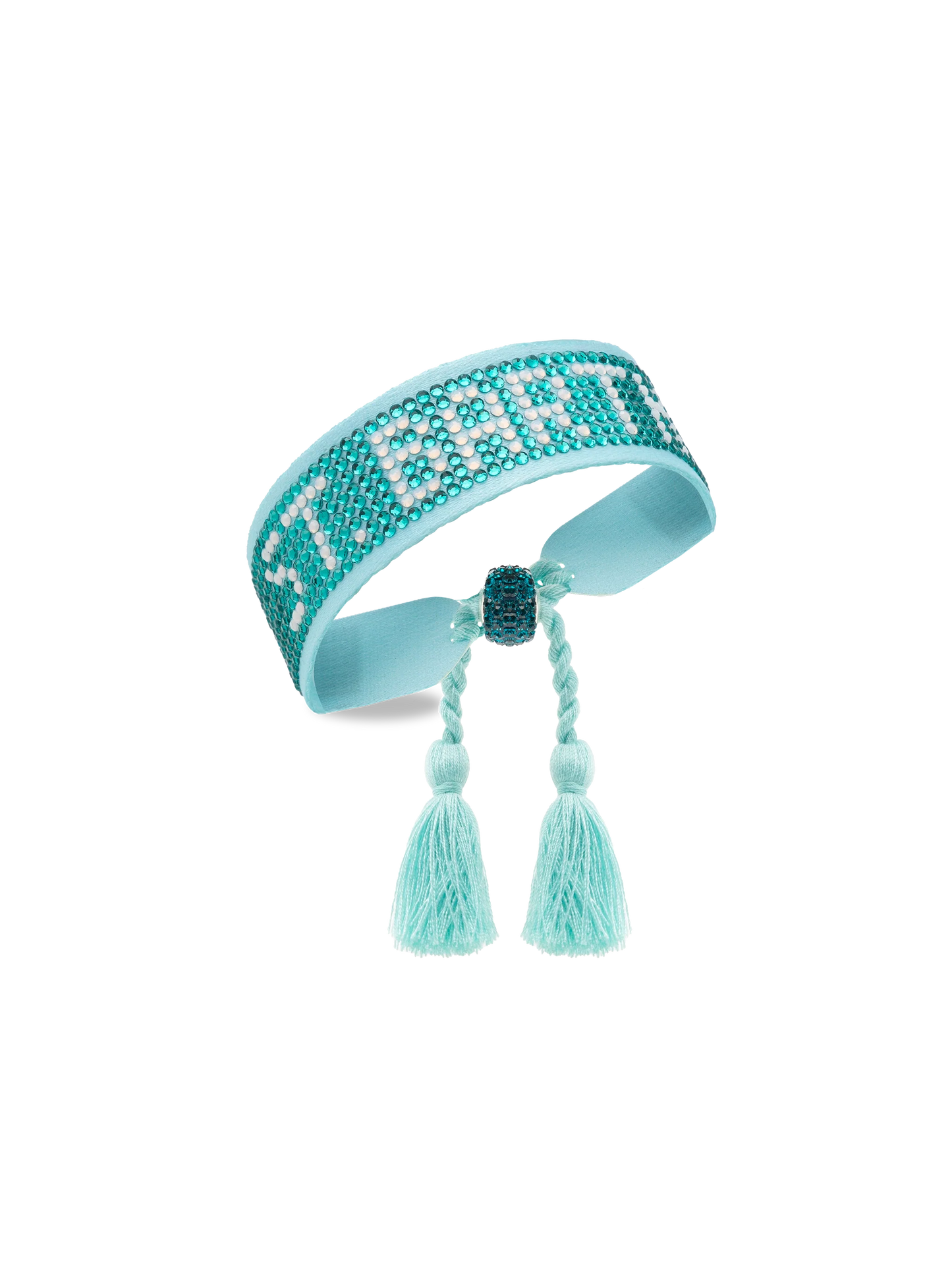 Water green rhinestones bracelet with St. Barth lettering
