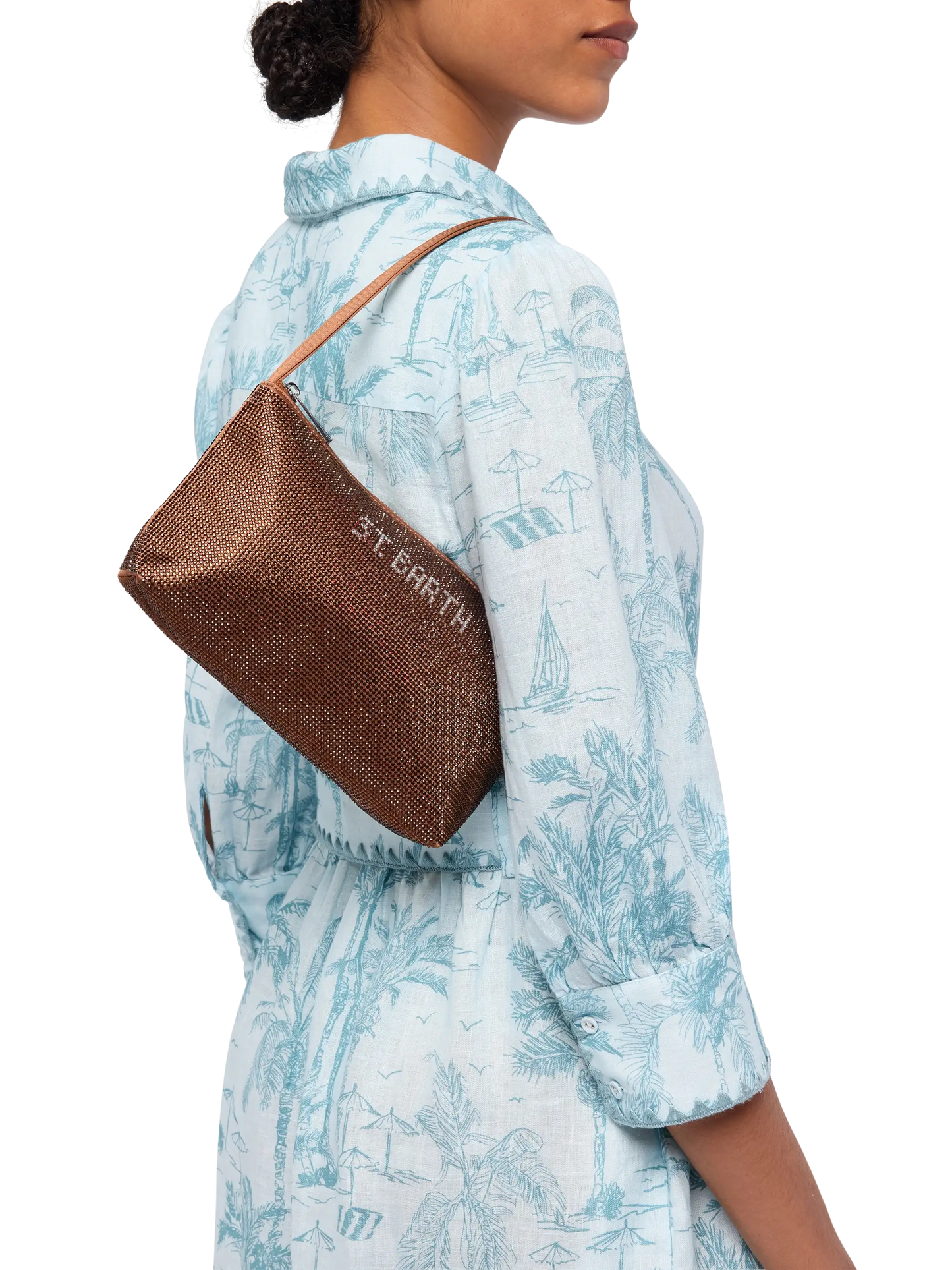 Mini bag Strassy with brown rhinestones