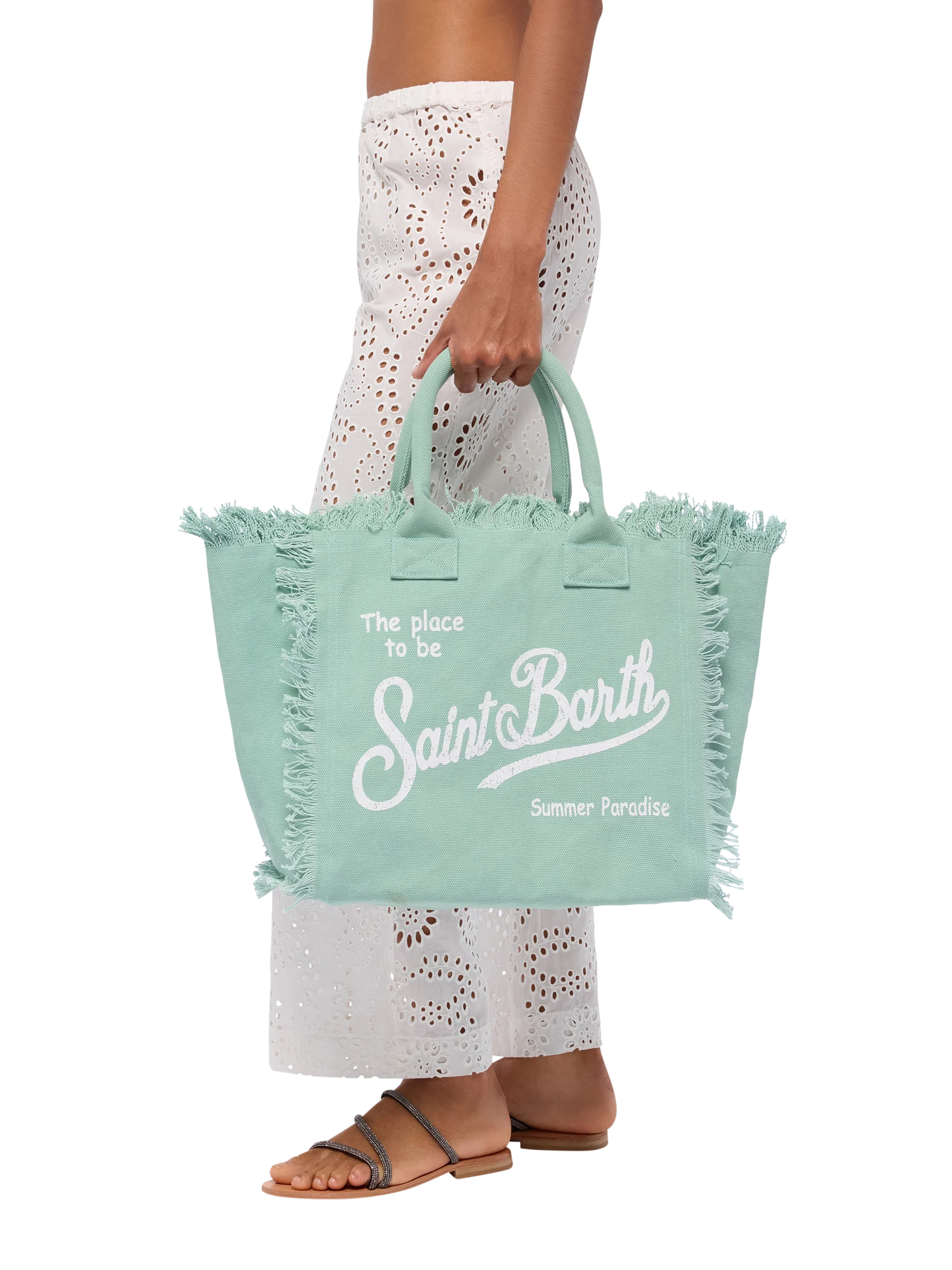 Sage green cotton canvas Vanity tote bag