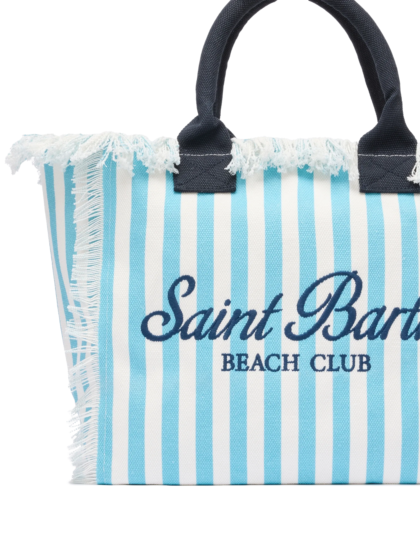 Cotton canvas Vanity tote bag with light blue striped print - MC2 Saint Barth