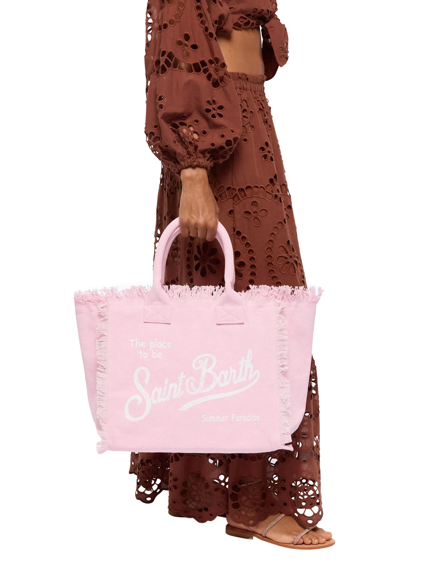 Pink cotton canvas Vanity tote bag