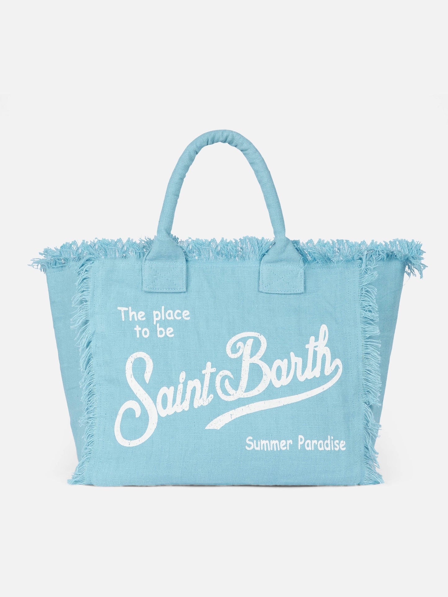 Vanity light blue linen shoulder bag