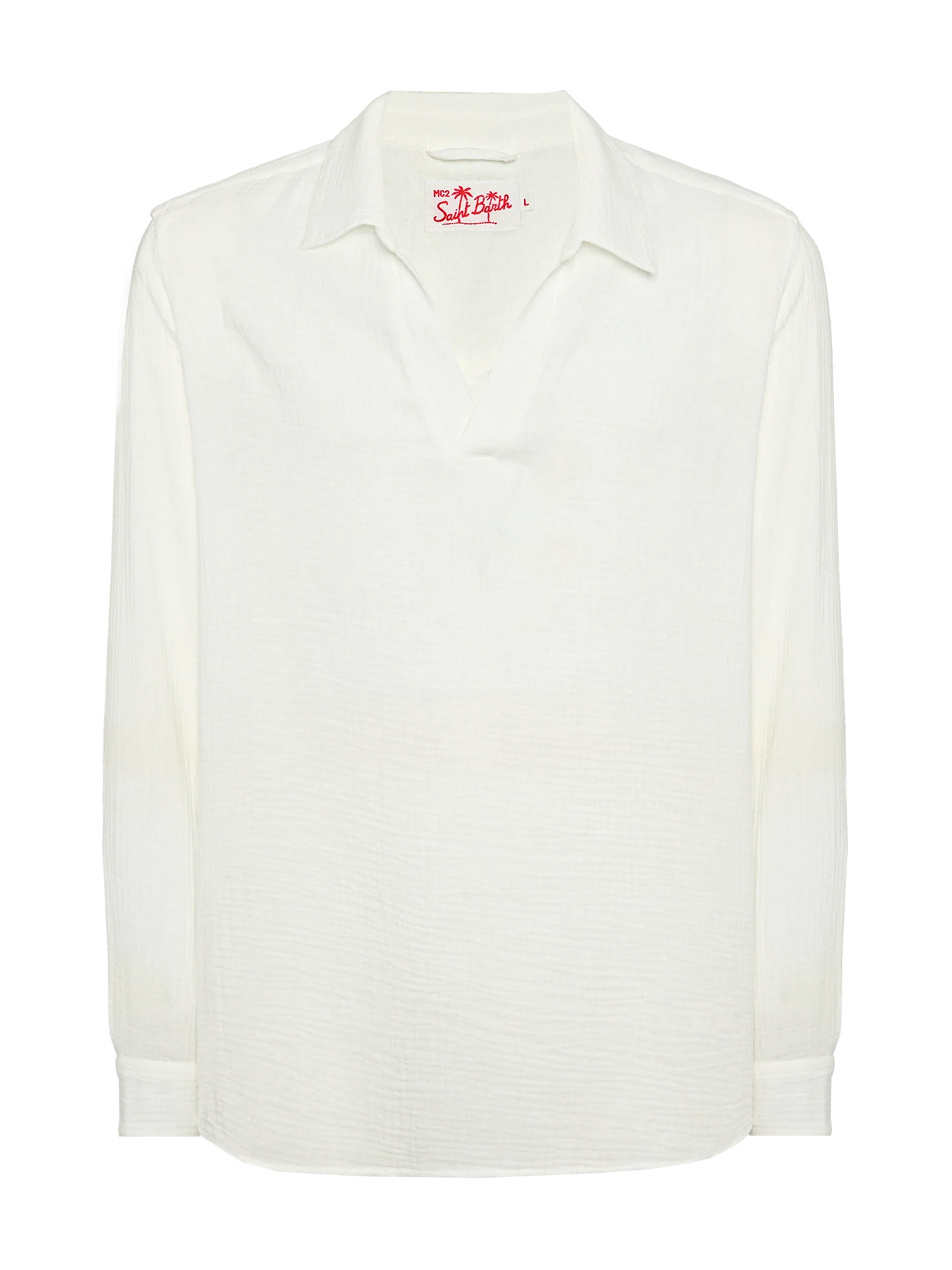 White cotton gauze polo shirt Ventotene