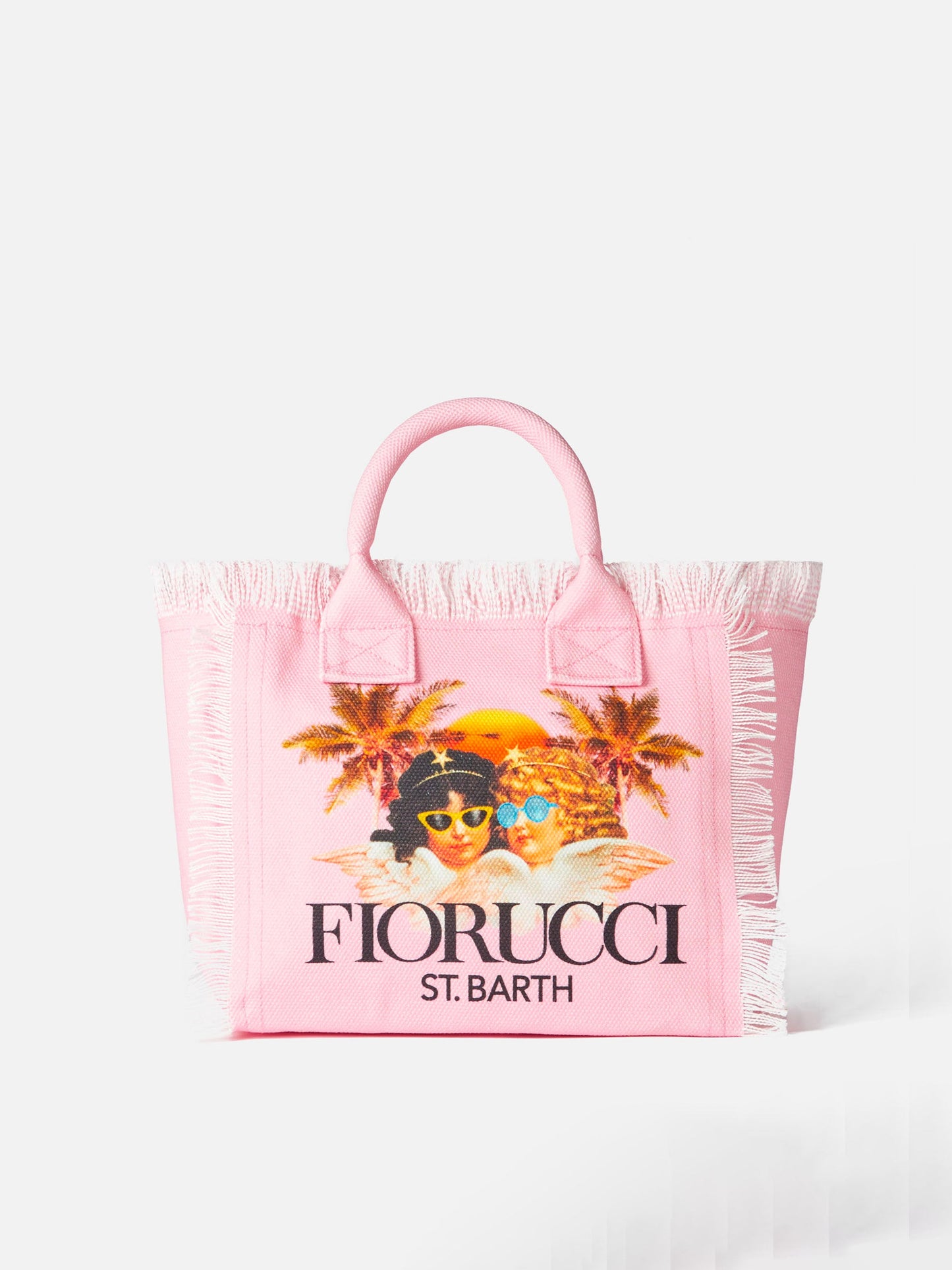 Colette pink cotton canvas handbag with Fiorucci Angels print | FIORUCCI SPECIAL EDITION - MC2 Saint Barth