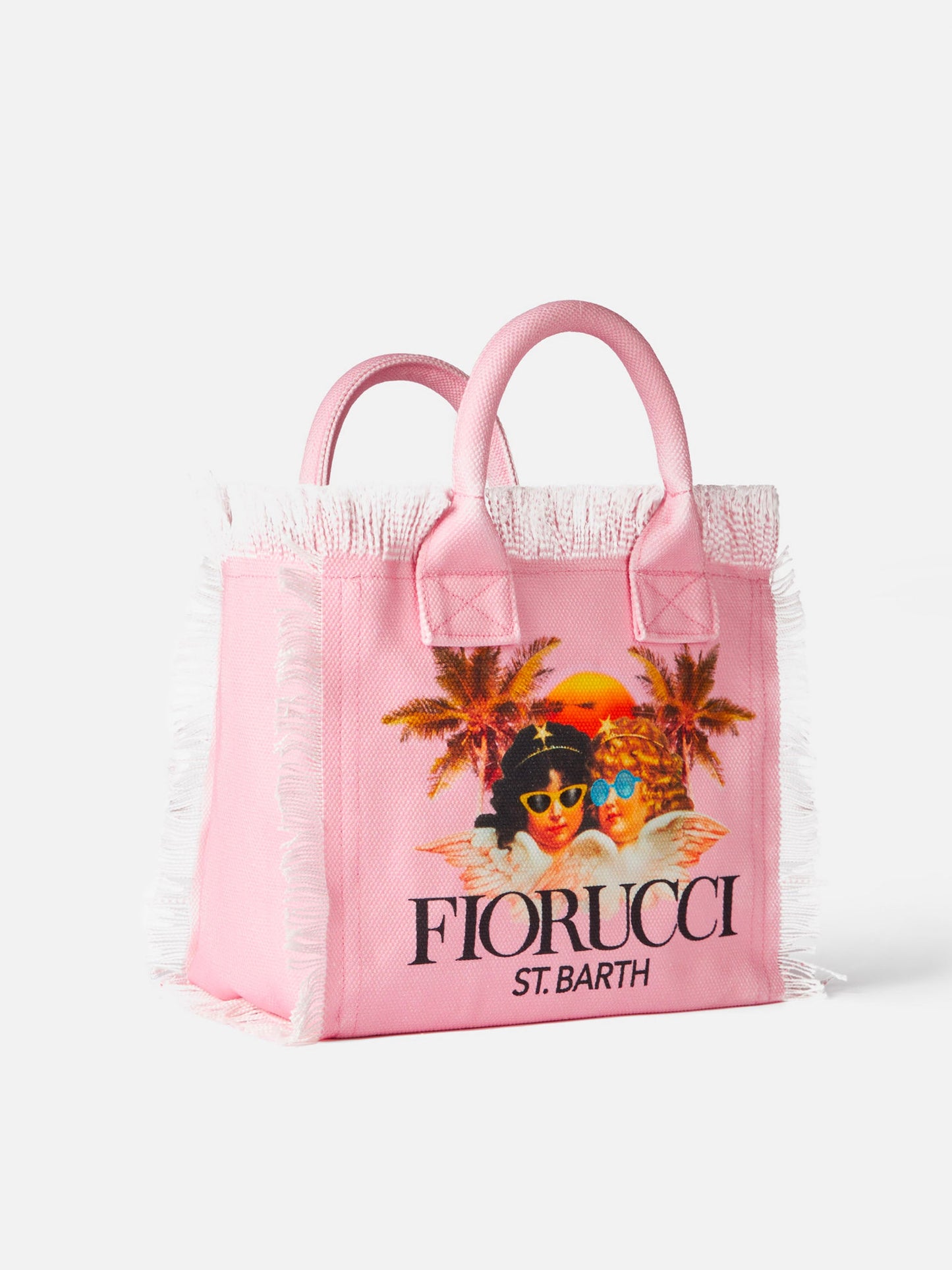 Colette pink cotton canvas handbag with Fiorucci Angels print | FIORUCCI SPECIAL EDITION - MC2 Saint Barth