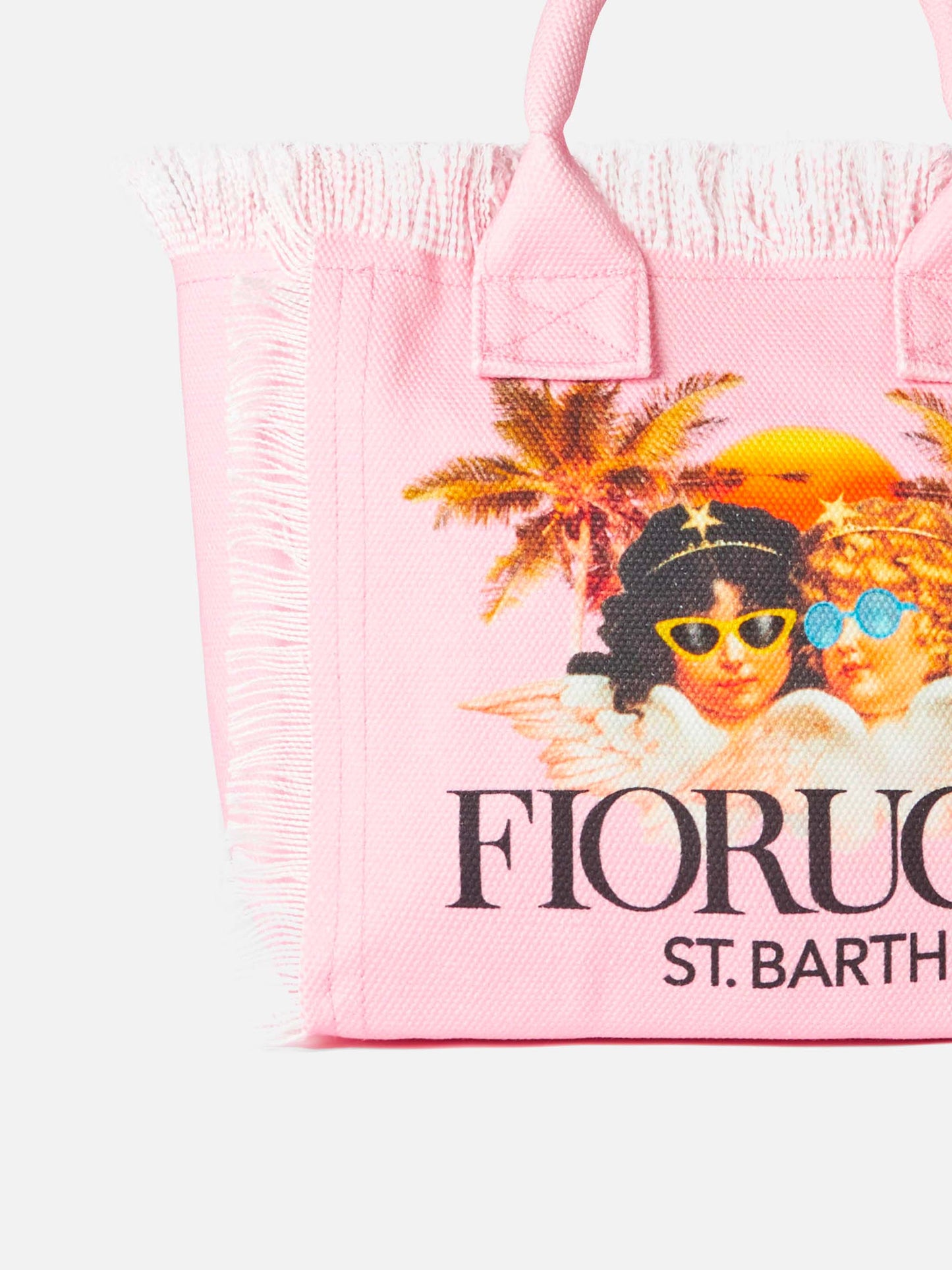 Colette pink cotton canvas handbag with Fiorucci Angels print | FIORUCCI SPECIAL EDITION - MC2 Saint Barth