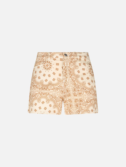 Woman bandanna print denim bermuda Cancun