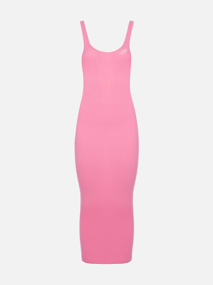 Woman ribbed pink cotton jersey tank dress Jennifer