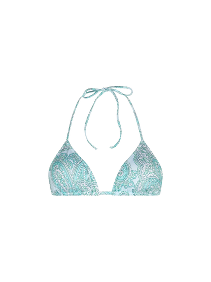 Woman water green paisley triangle top swimsuit Leah