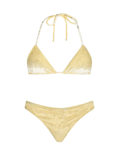 Woman yellow chenille triangle bikini Leah Naomi