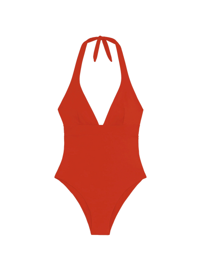 Woman orange one-piece Marylin swimsuit
