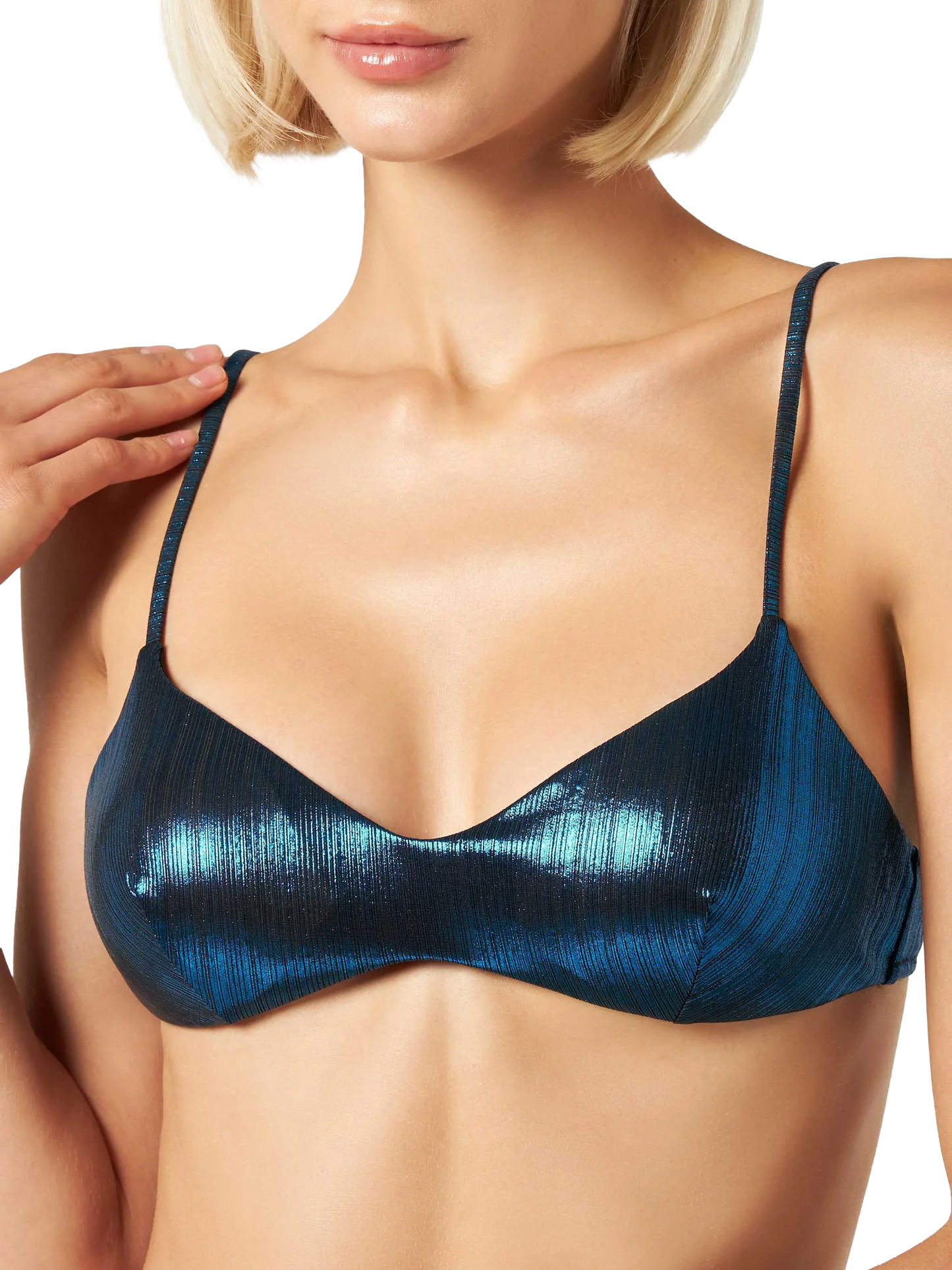 Woman laminated bralette bikini
