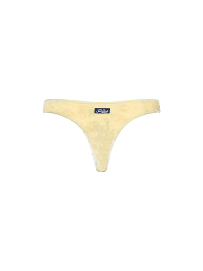 Woman yellow chenille cheeky swim briefs Naomi